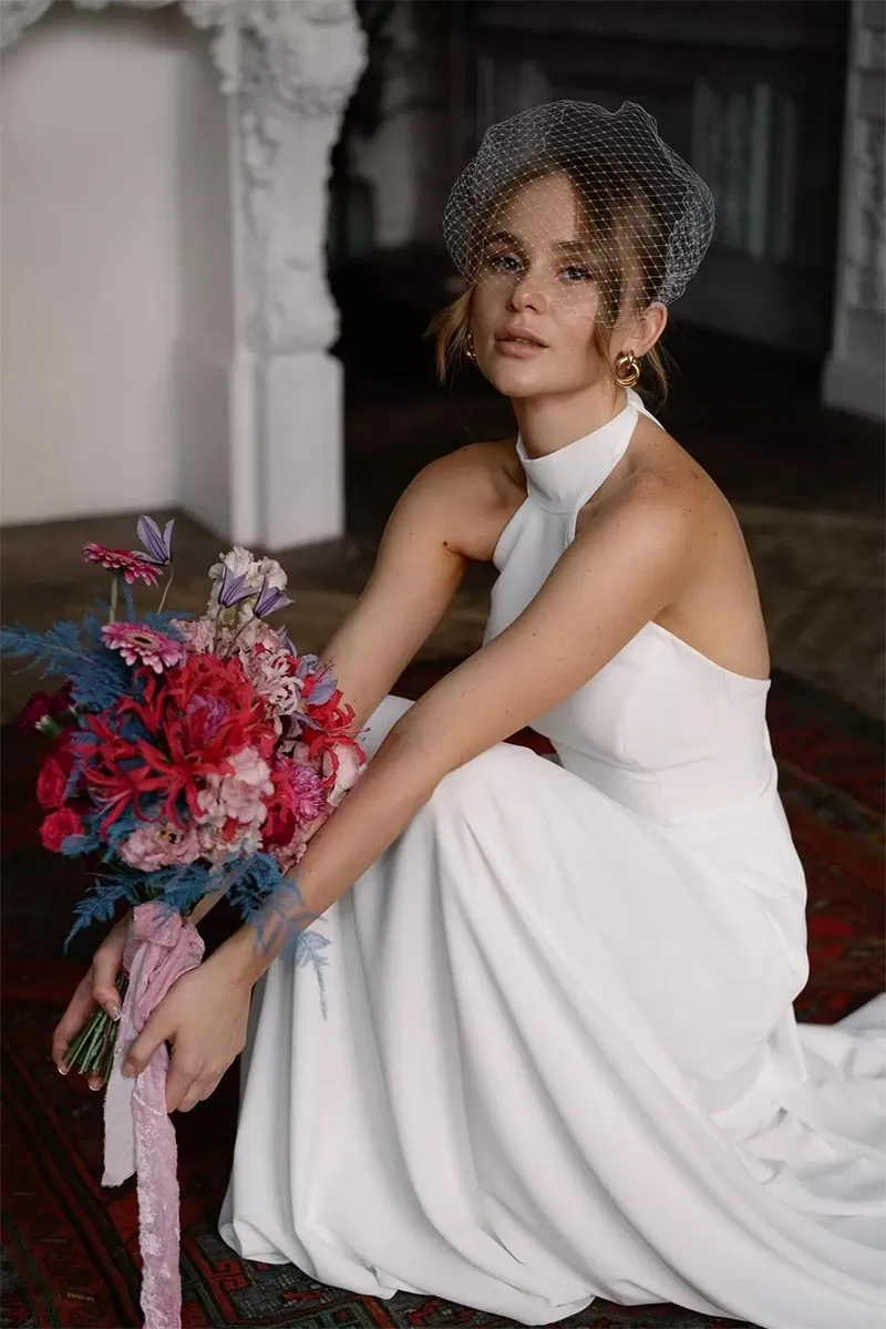 Juliette Ivory Graceful Halter Wedding Dress