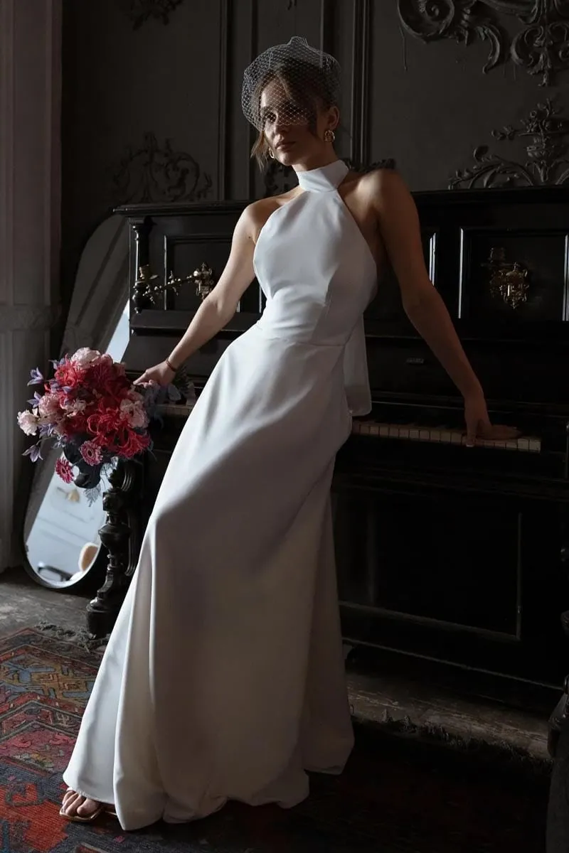 Juliette Ivory Graceful Halter Wedding Dress