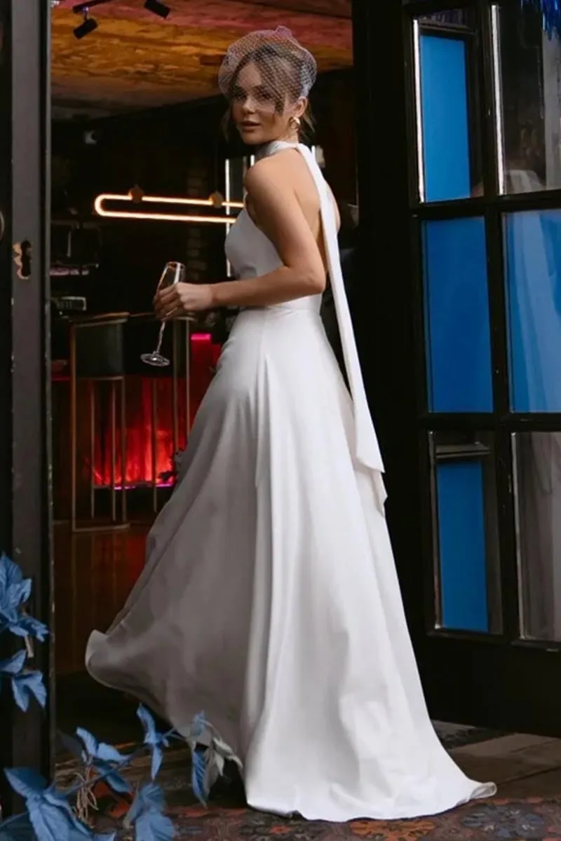 Juliette Ivory Graceful Halter Wedding Dress
