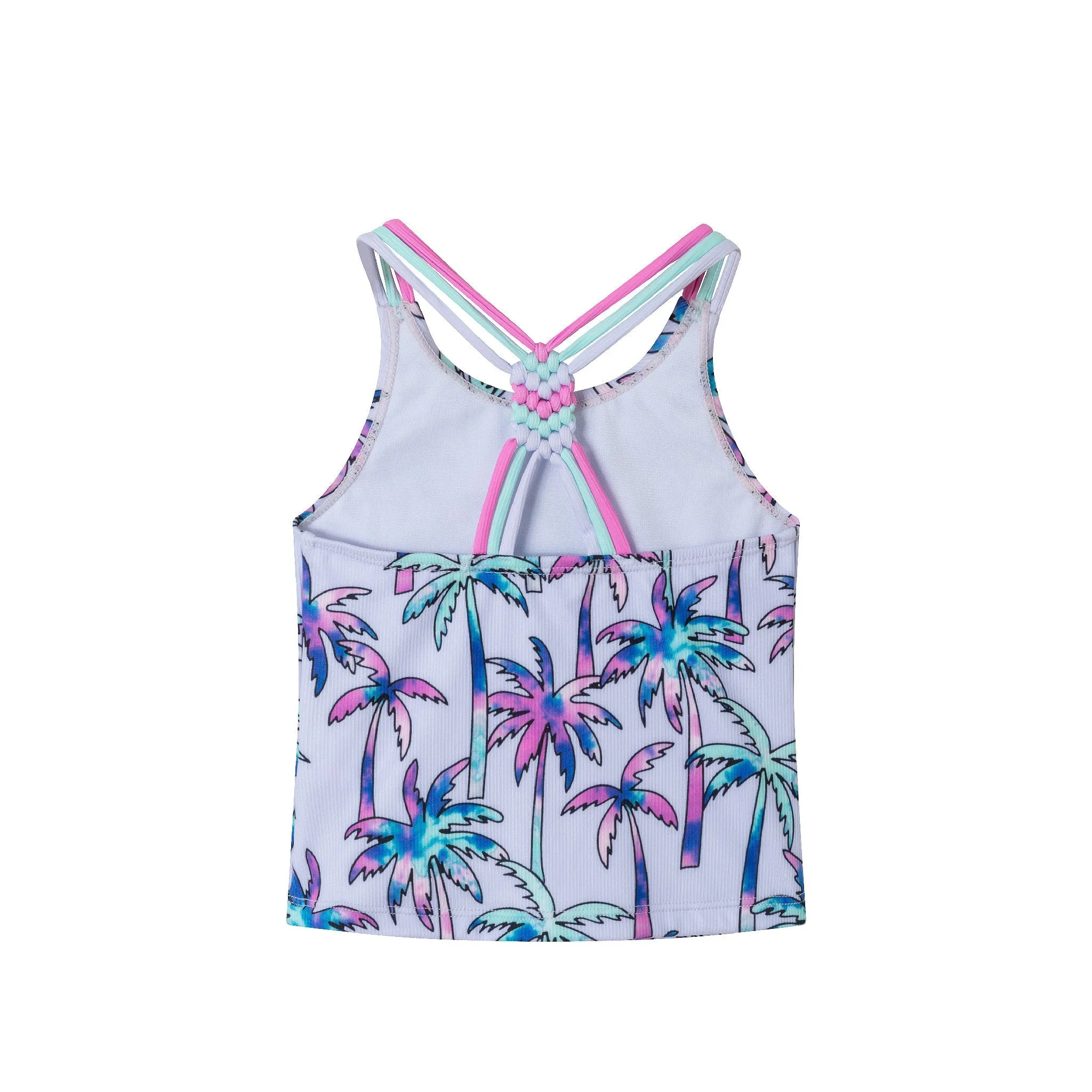 Kids (2-6x) Tankini Swimsuit Set | Purple Palm Trees