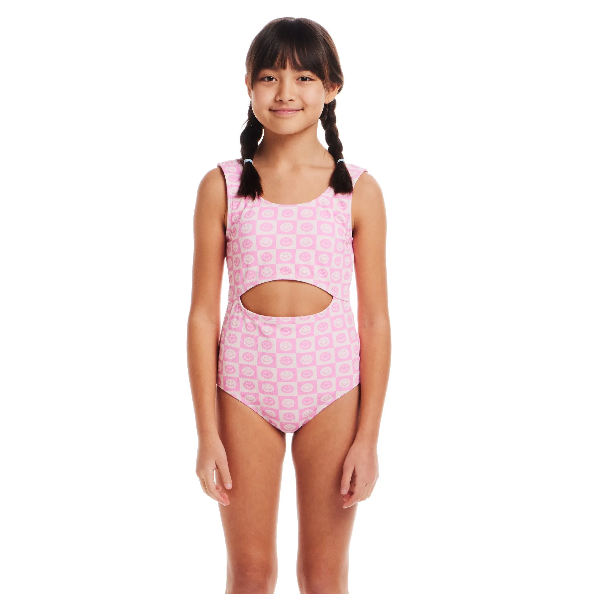 Kids (7-16) One Piece Swim Suit | Pink Smiley