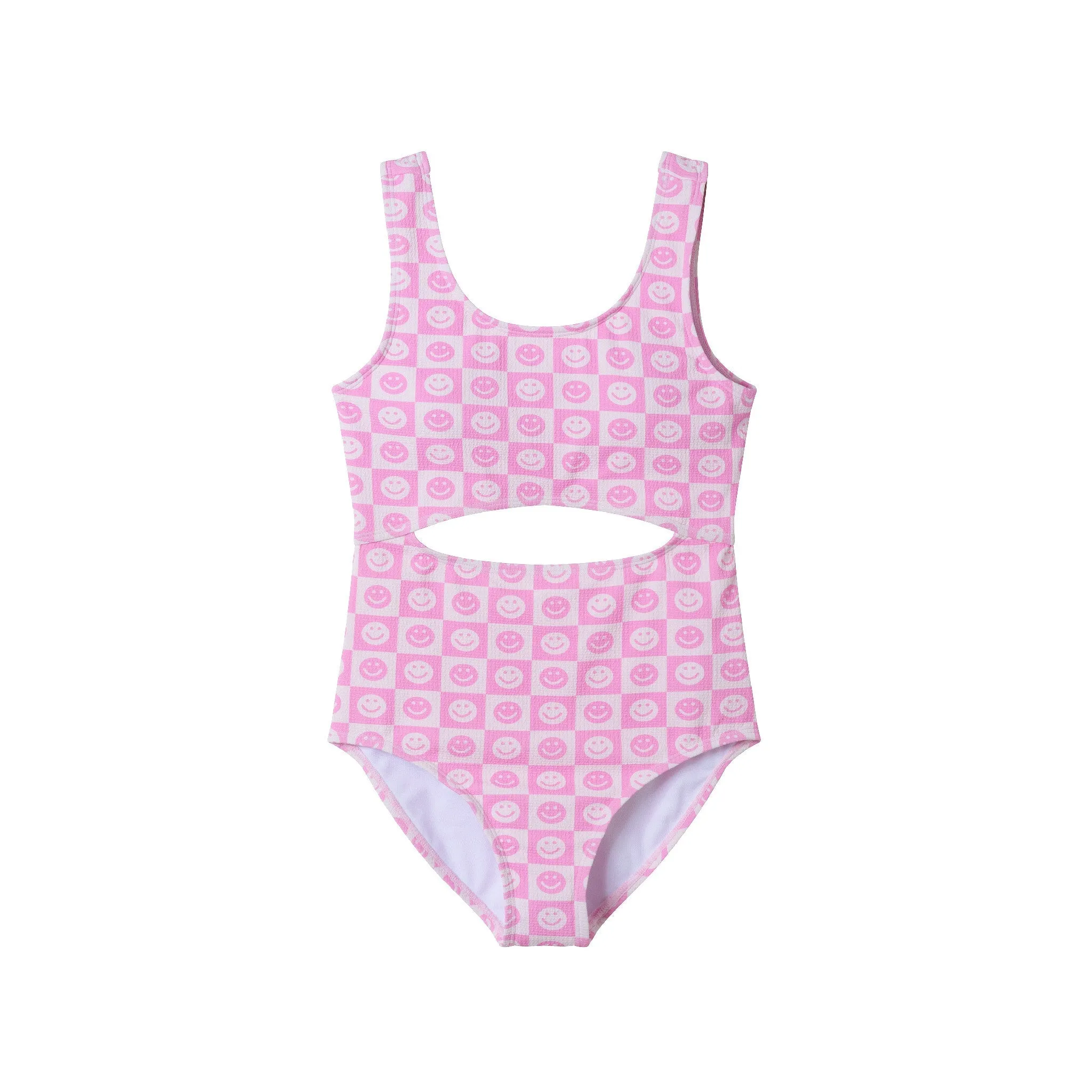 Kids (7-16) One Piece Swim Suit | Pink Smiley