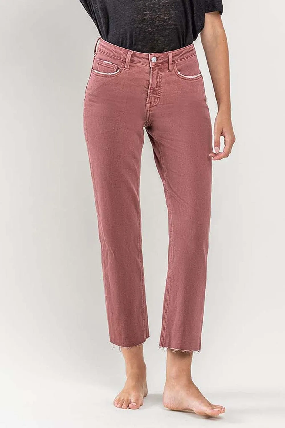 Lovervet Stretchy Straight Ankle Jean in Berry Raisin