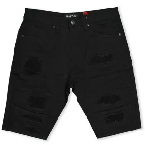 M760 Avlaki Shredded Twill Shorts - Black