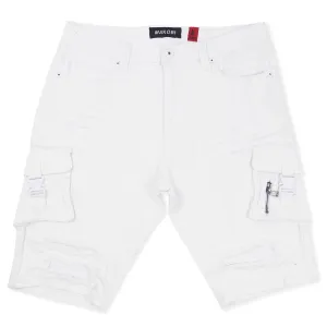 M936 - Makobi Denim Cargo Shorts - White