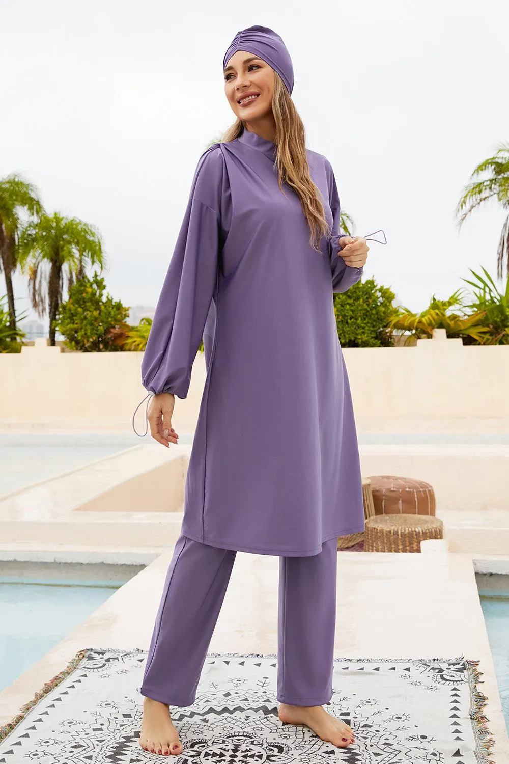 Modest Cap, Long Sleeve Top and Pants Burkini Swimwear