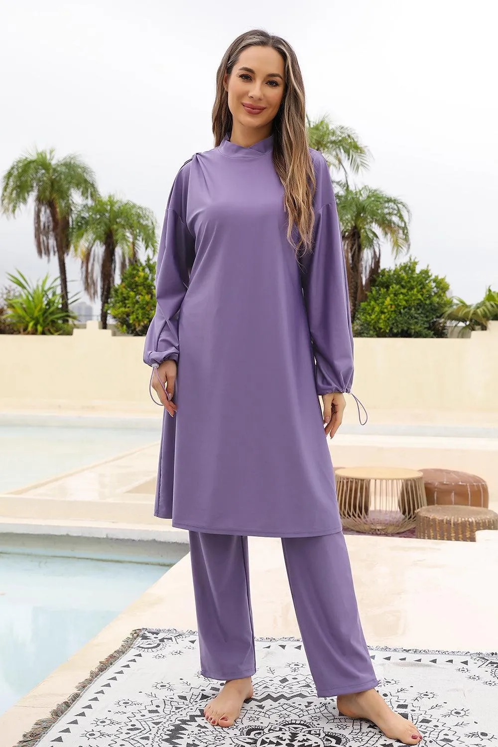 Modest Cap, Long Sleeve Top and Pants Burkini Swimwear