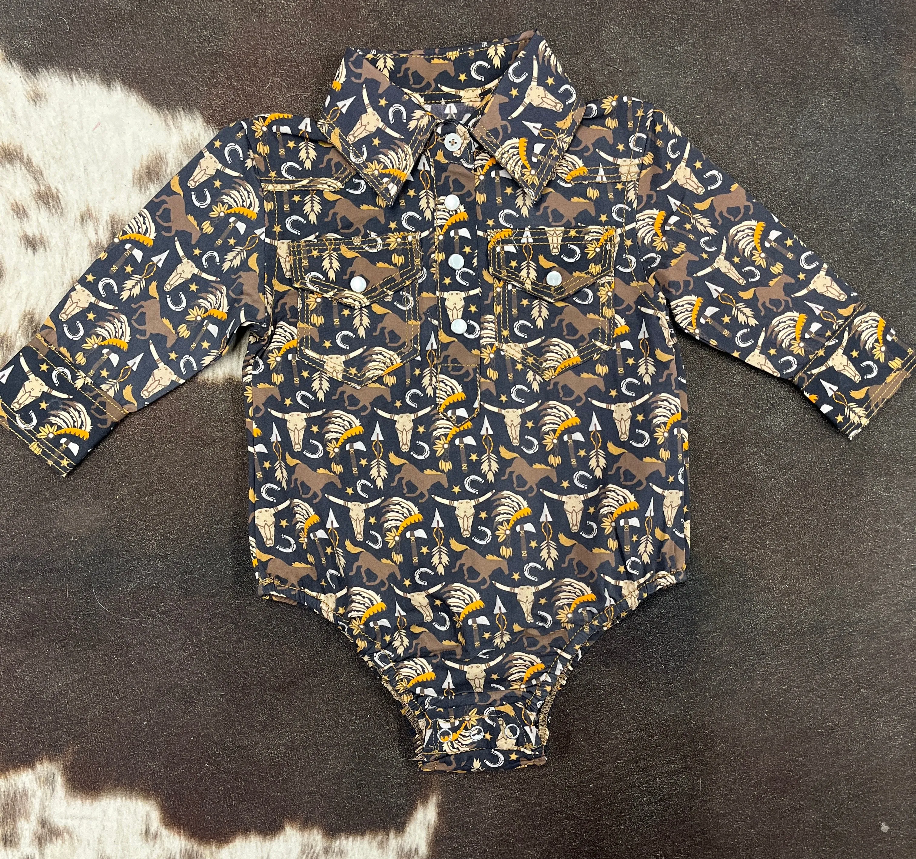 MontanaCo Infant Boy's Western Print Onesie