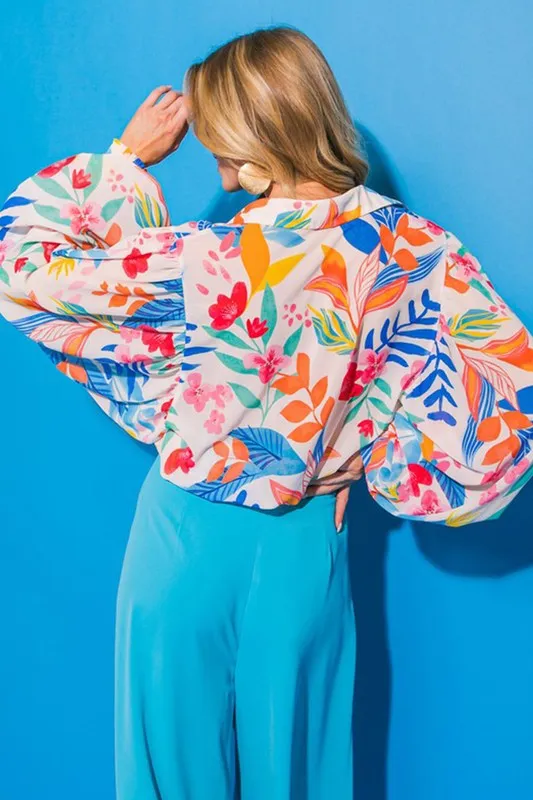 Multicolor Vibrant Printed Billowy Sleeve Shirt