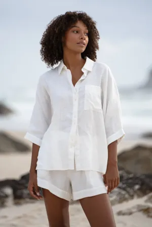 PIXIE IVORY LINEN SHIRT