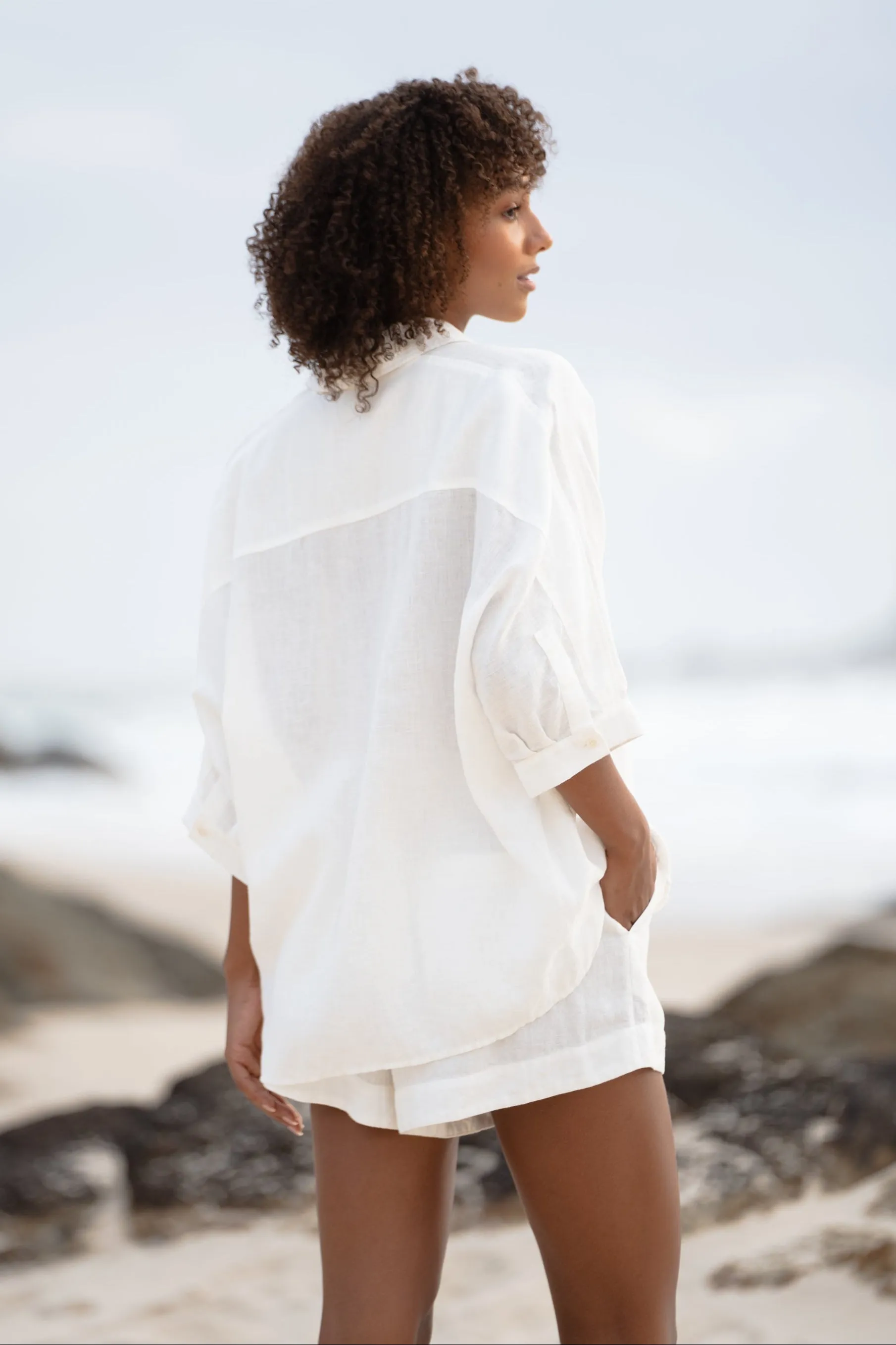 PIXIE IVORY LINEN SHIRT