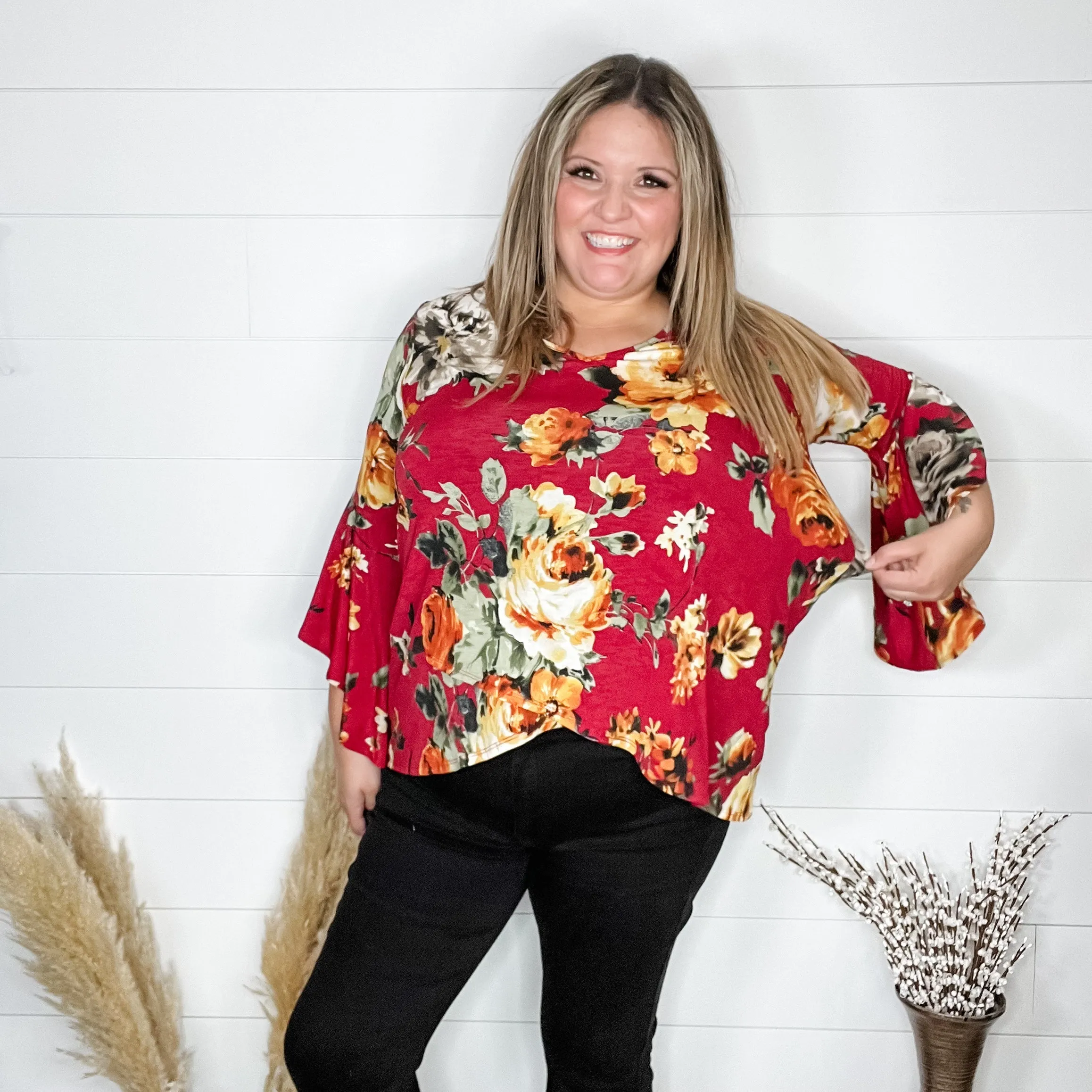 "Crisp" Bell Sleeve V Neck