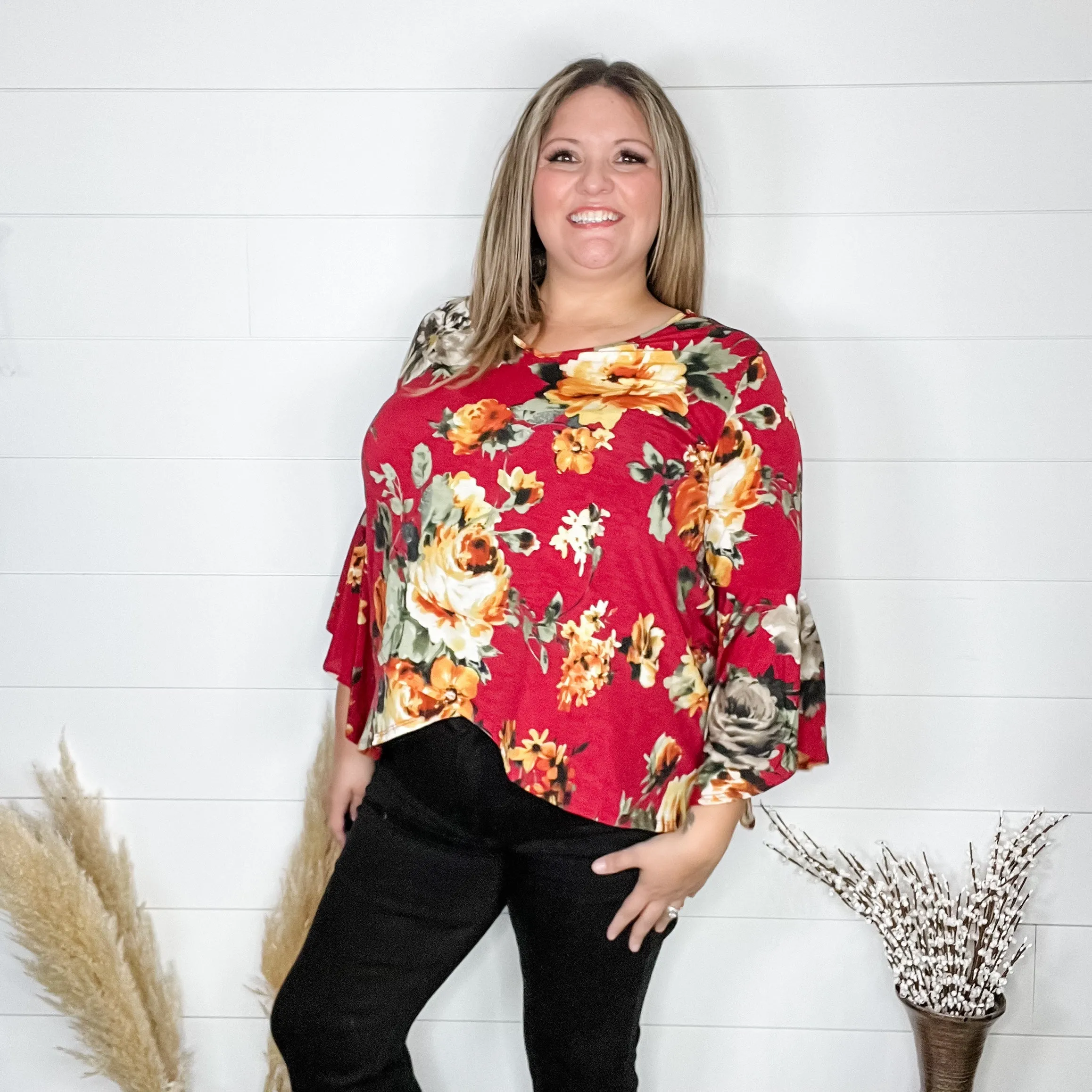 "Crisp" Bell Sleeve V Neck