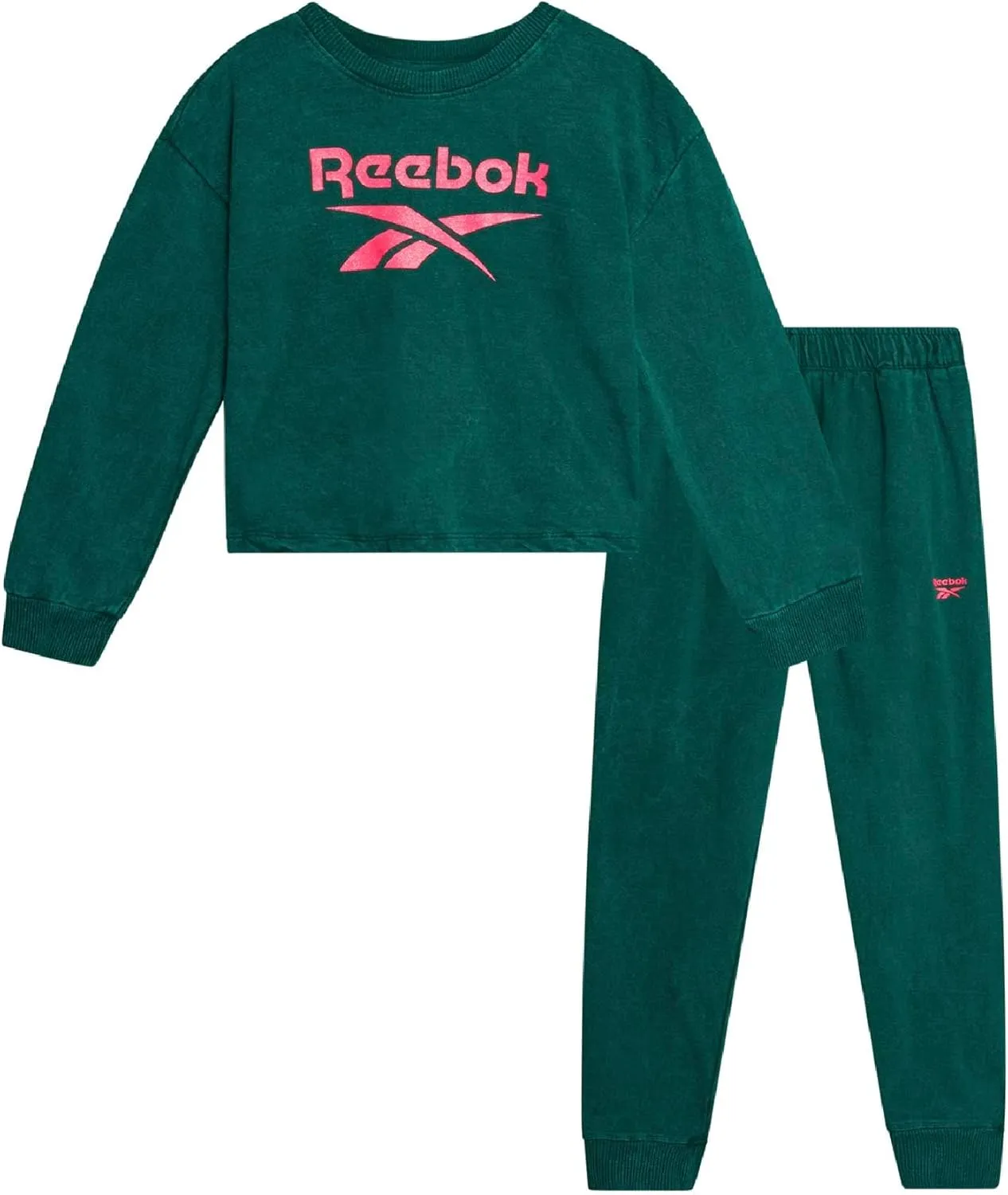 Reebok Girls' Sweatsuit Set - 2 Piece Fleece Hoodie and Jogger Sweatpants (Size: 7-12)