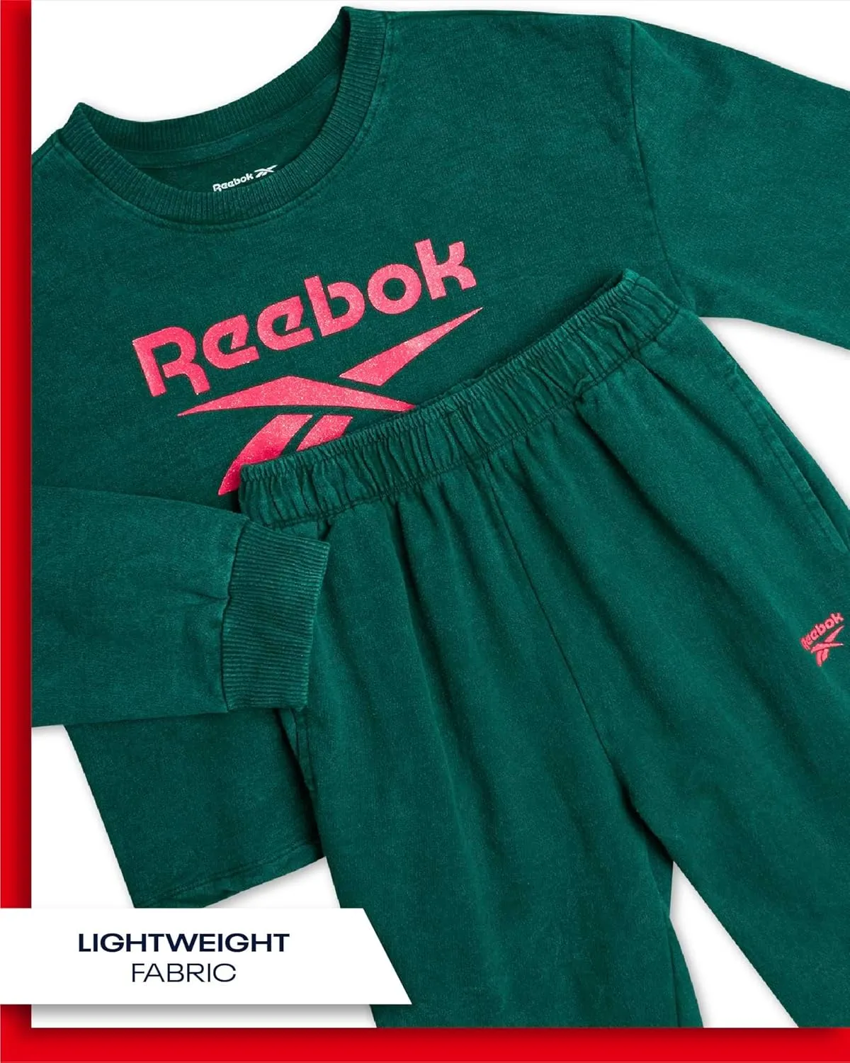 Reebok Girls' Sweatsuit Set - 2 Piece Fleece Hoodie and Jogger Sweatpants (Size: 7-12)