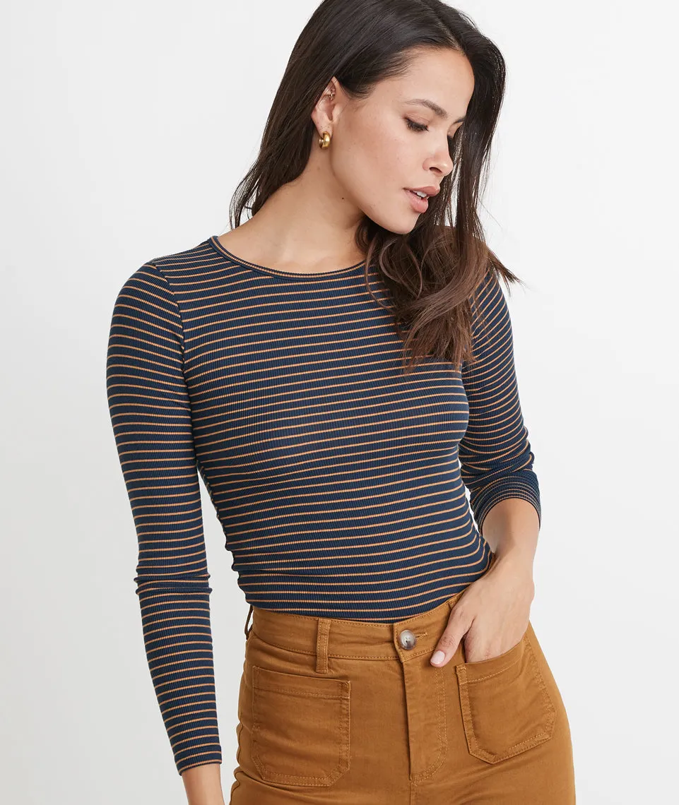 Rib Crew in Navy Blazer/Cashew