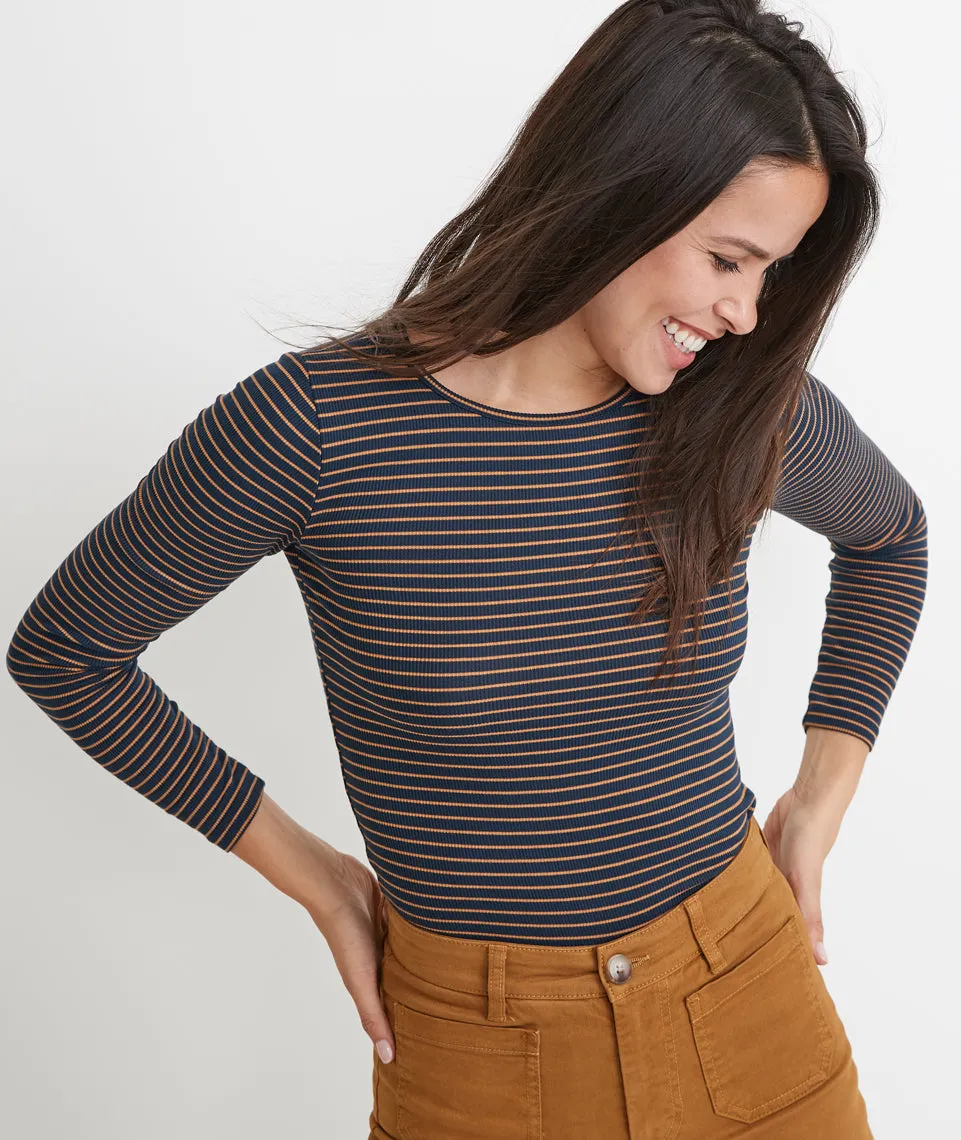 Rib Crew in Navy Blazer/Cashew