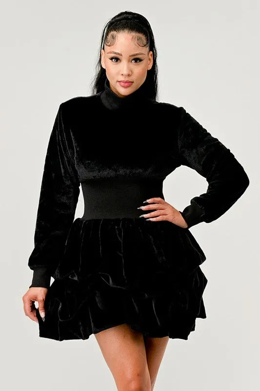 Ruffle Long Sleeve Mini Dress