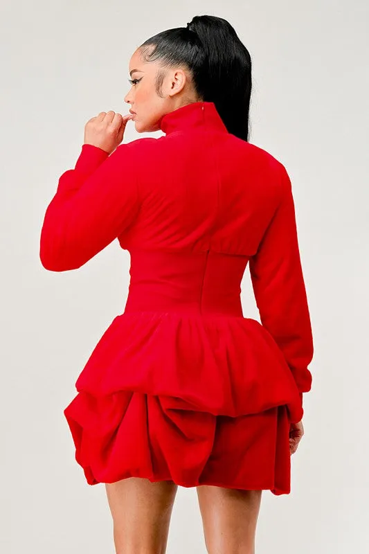 Ruffle Long Sleeve Mini Dress