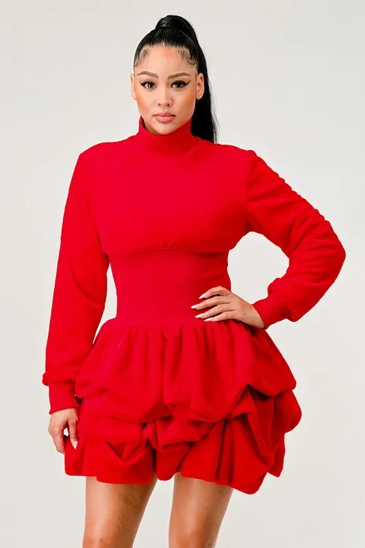 Ruffle Long Sleeve Mini Dress