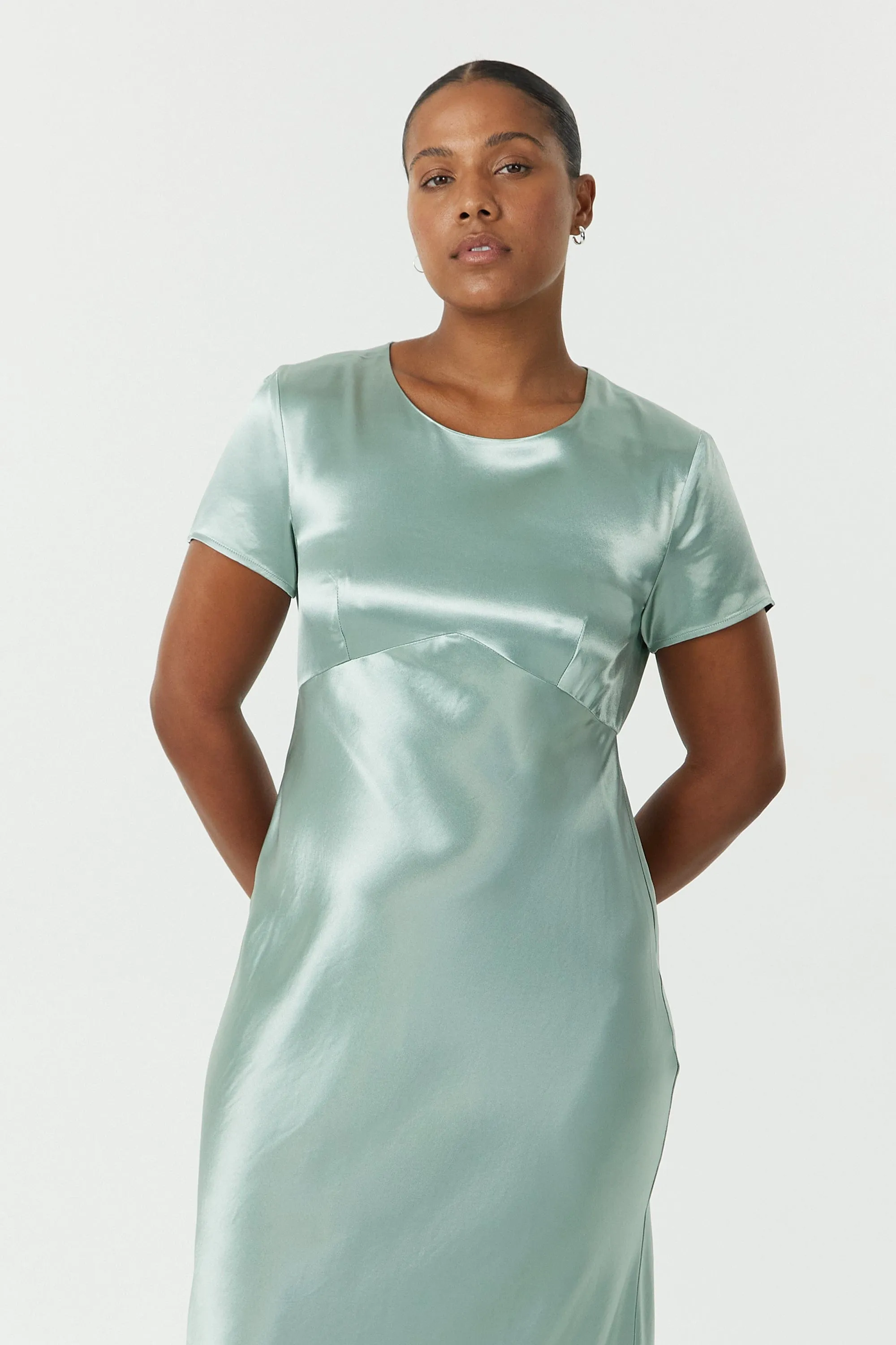SATIN BIAS MAXI TEE DRESS | WAVE