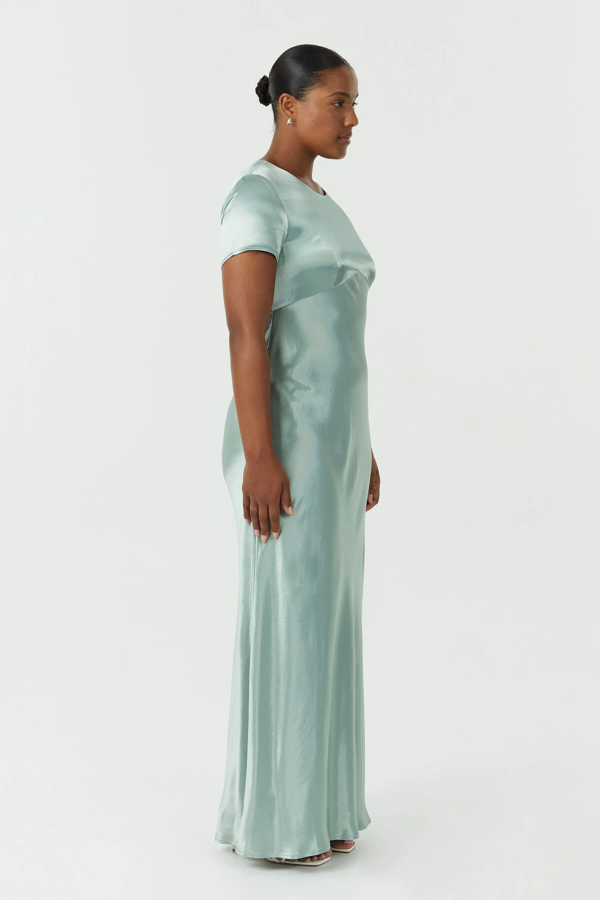 SATIN BIAS MAXI TEE DRESS | WAVE