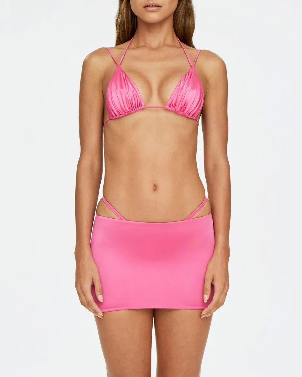 Satin Ultra Mini Swim Skirt | Candy Pink