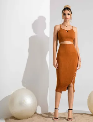Seamless Ribbed Two-Piece Midi Dress