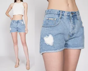 Sm-Med 90s Frayed Heart Jean Shorts