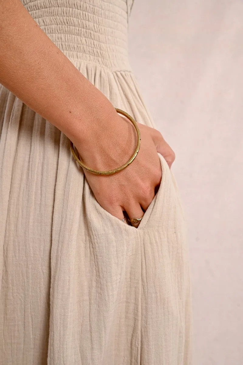 Strapless Smock Dress in Beige