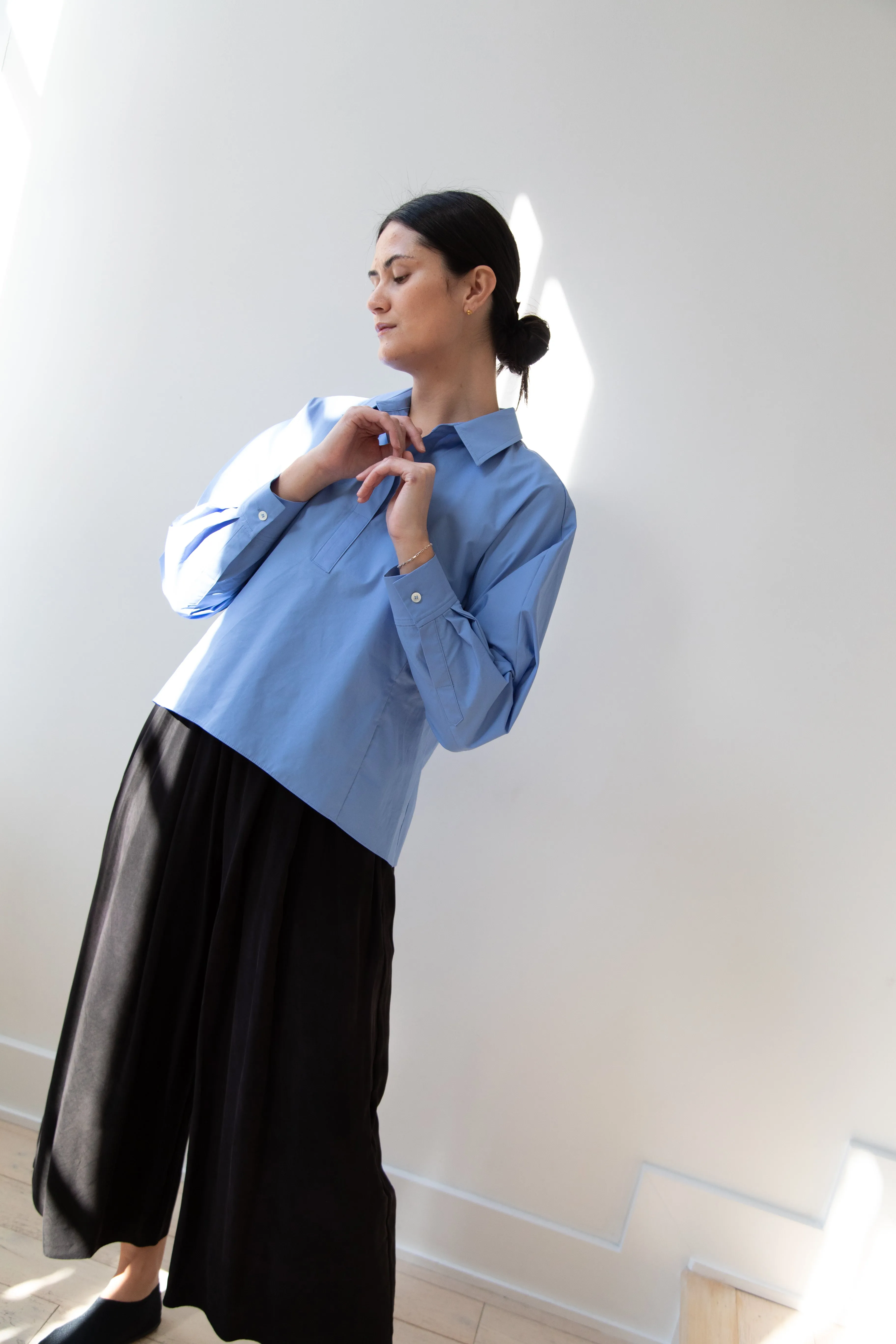The Loom | Dolman Sleeve Blouse in Blue Cotton