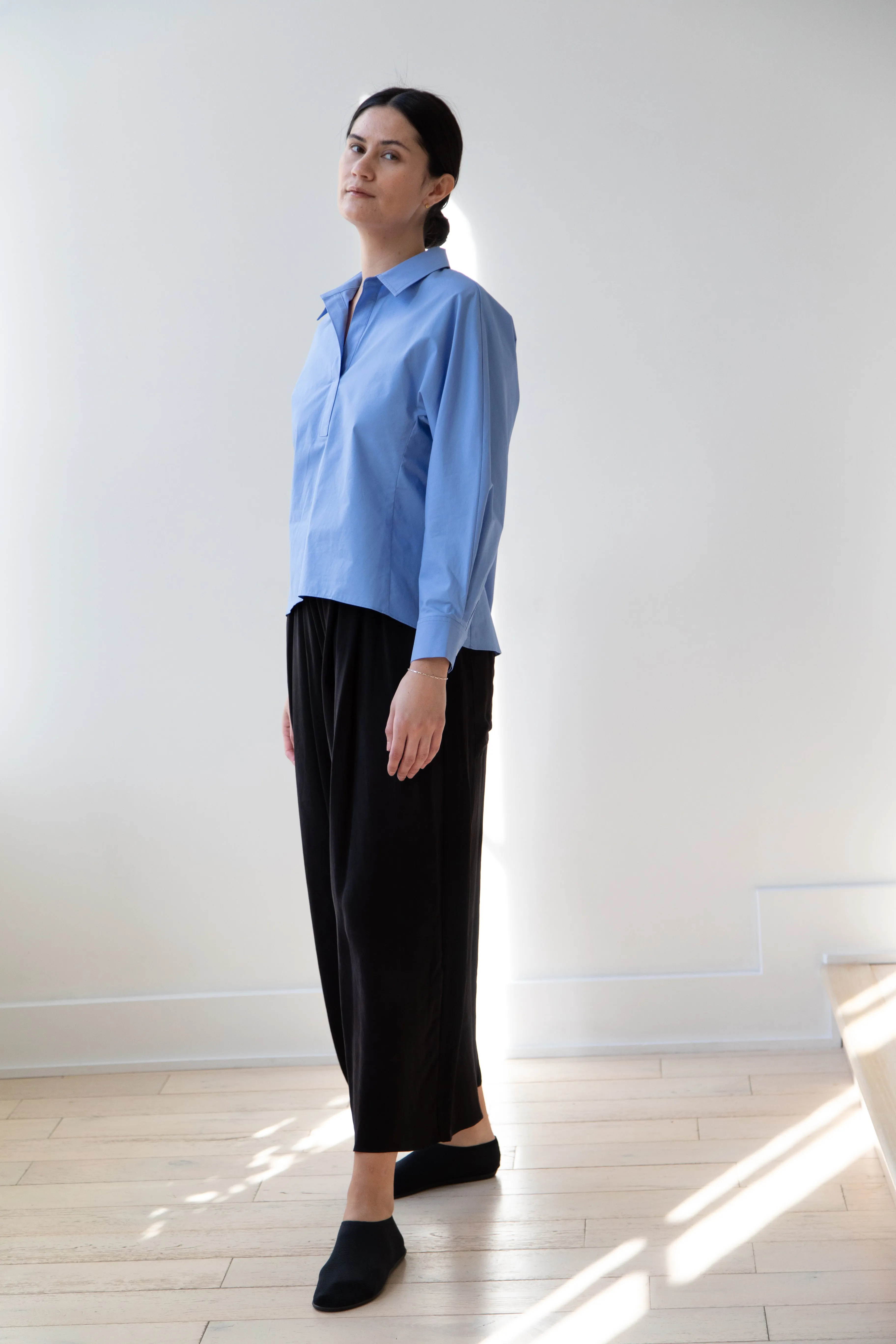 The Loom | Dolman Sleeve Blouse in Blue Cotton