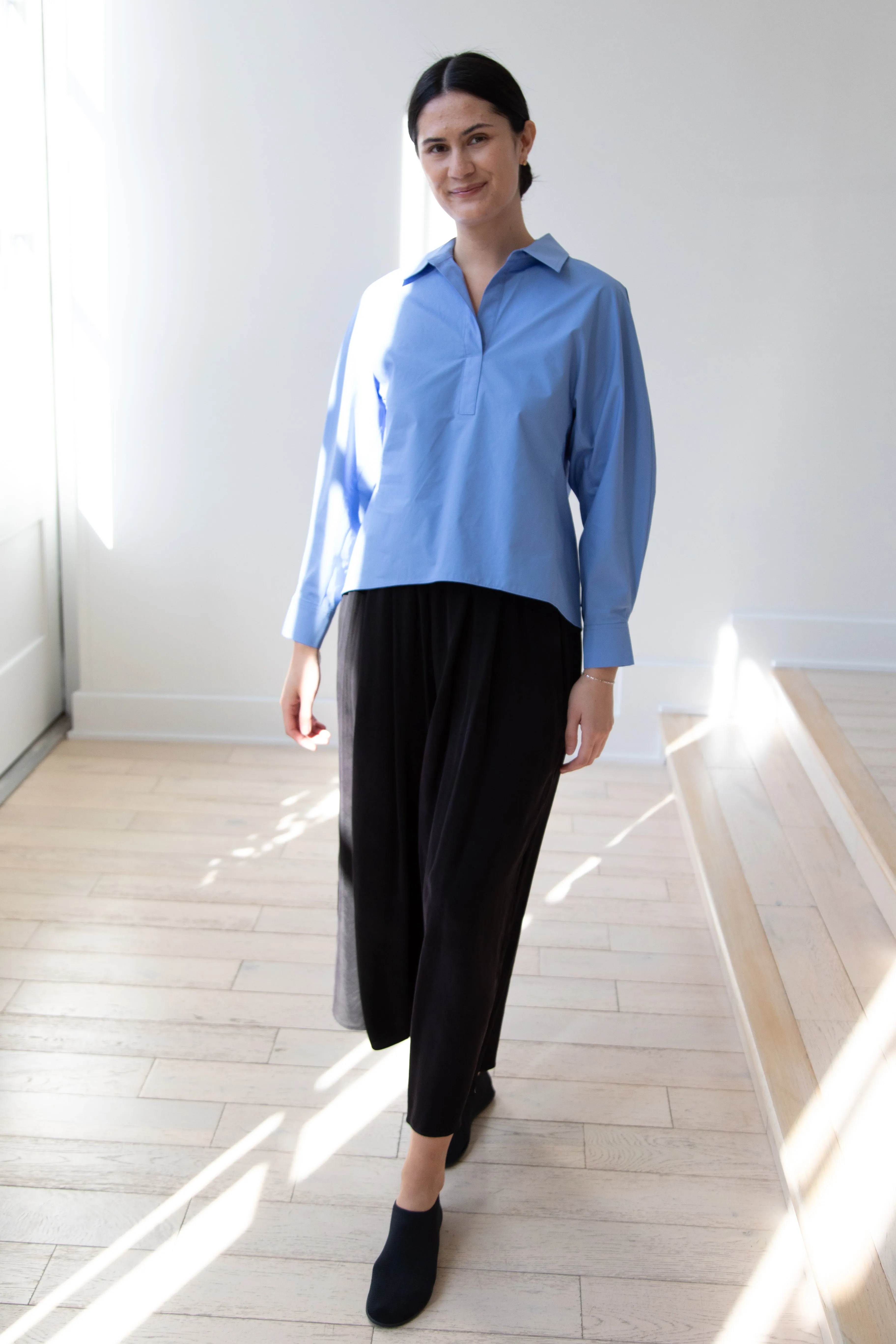 The Loom | Dolman Sleeve Blouse in Blue Cotton