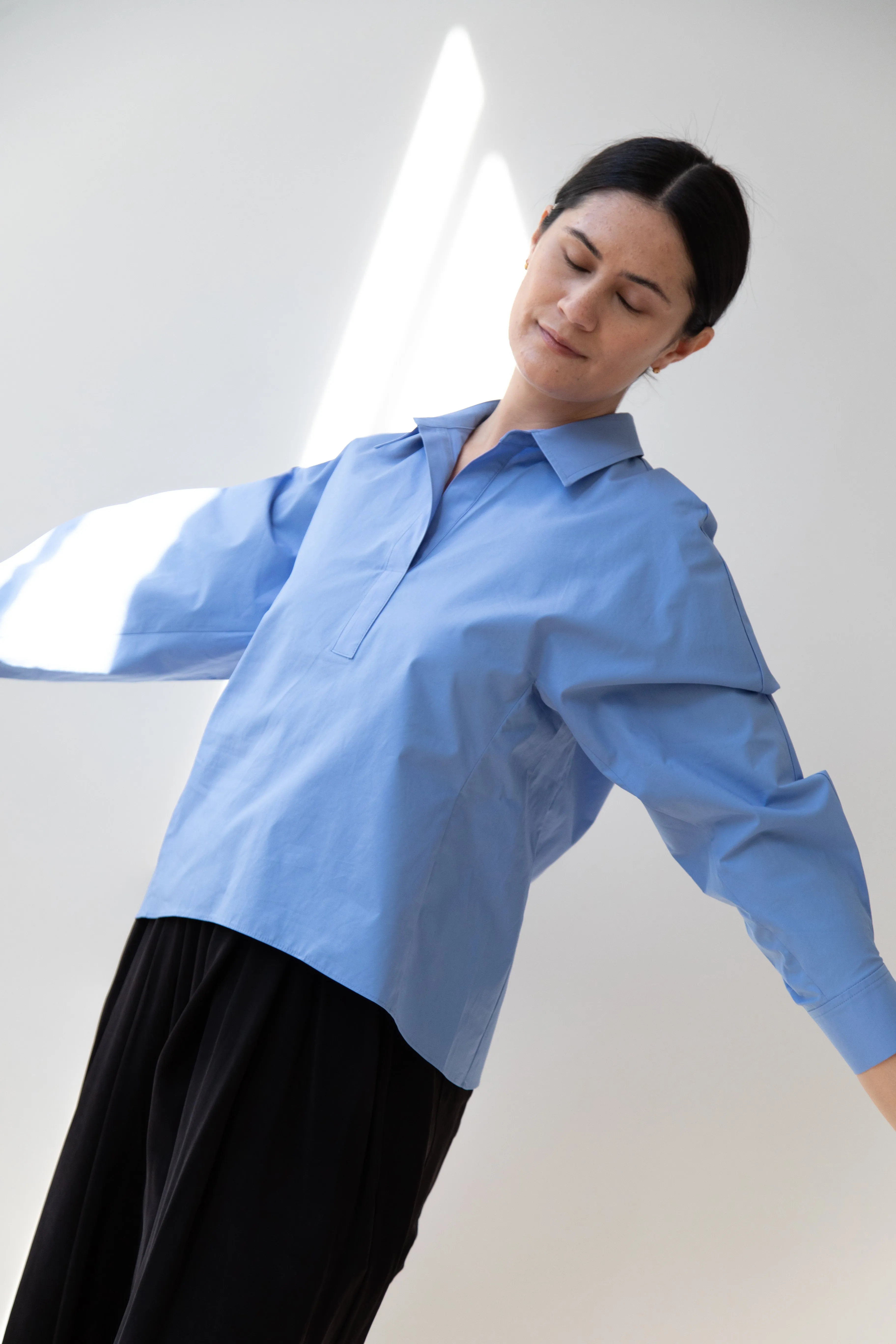 The Loom | Dolman Sleeve Blouse in Blue Cotton
