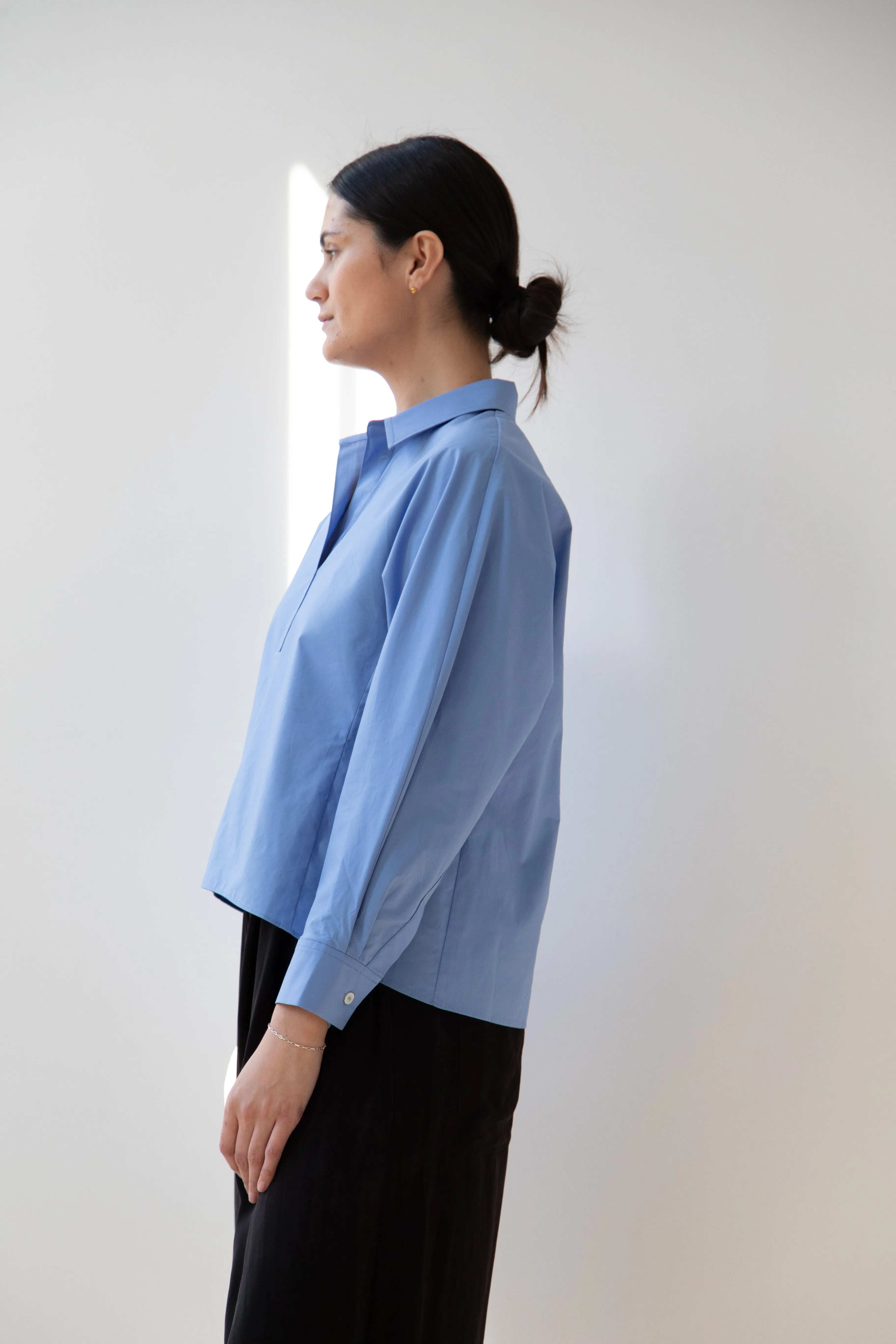 The Loom | Dolman Sleeve Blouse in Blue Cotton