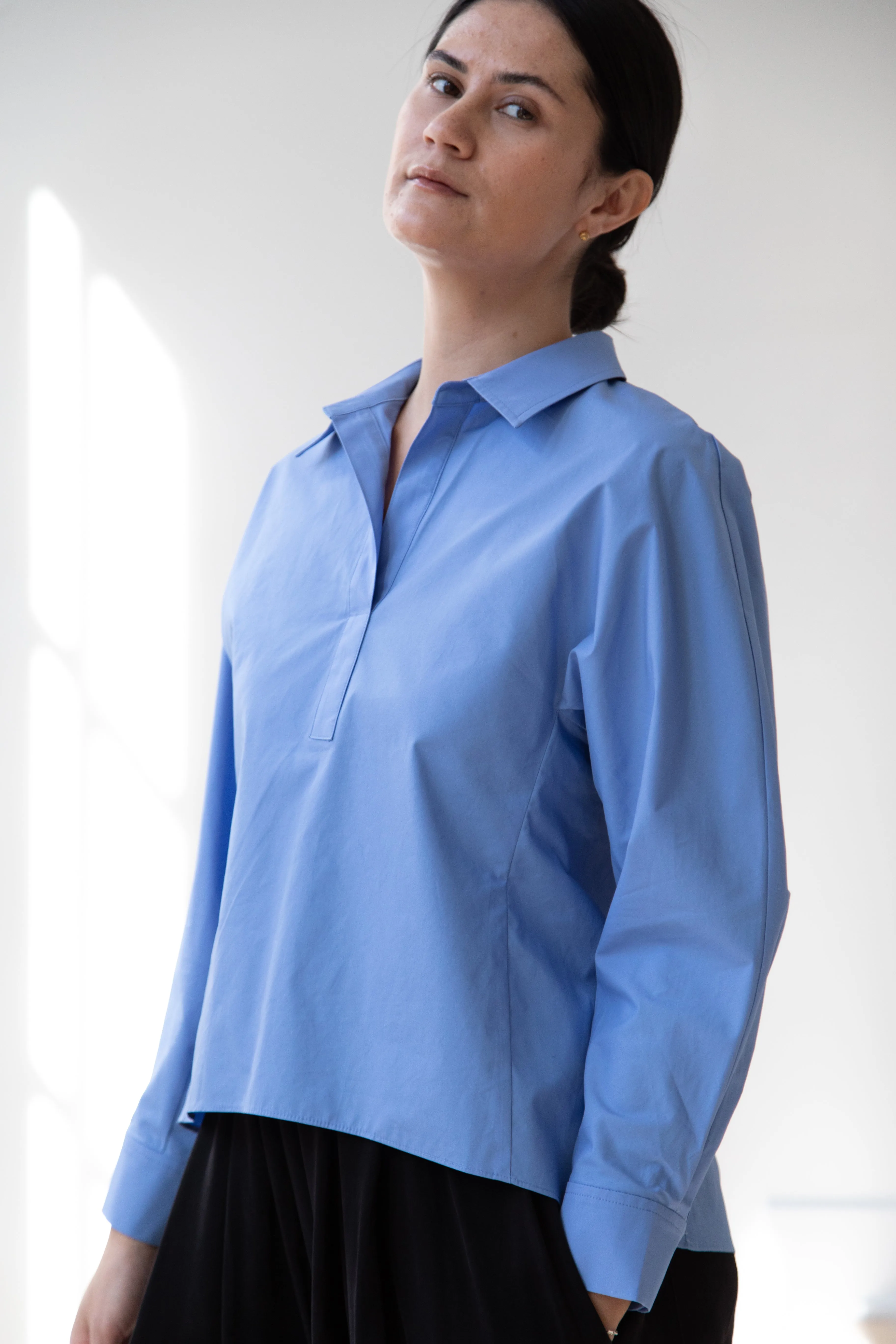 The Loom | Dolman Sleeve Blouse in Blue Cotton