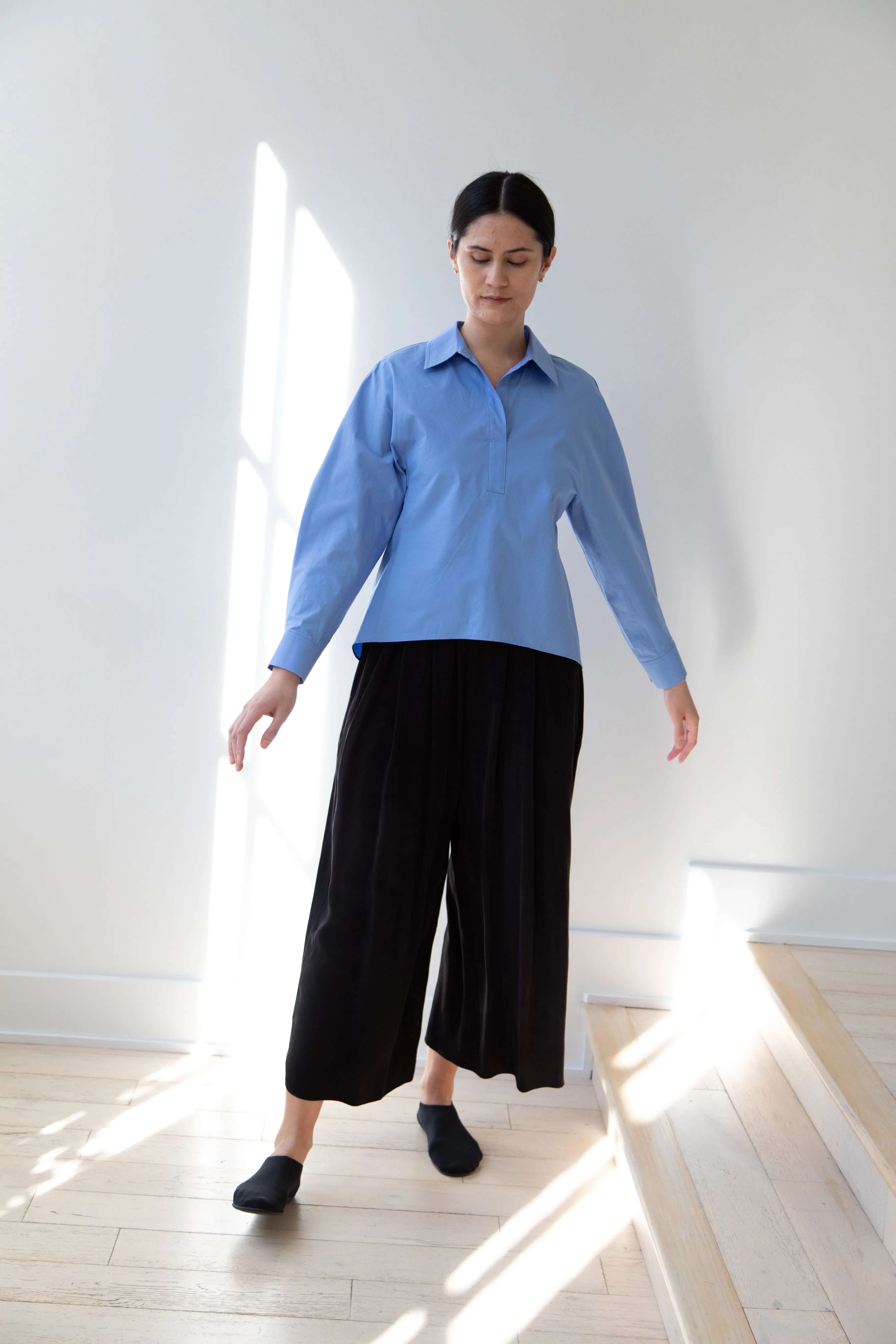 The Loom | Dolman Sleeve Blouse in Blue Cotton