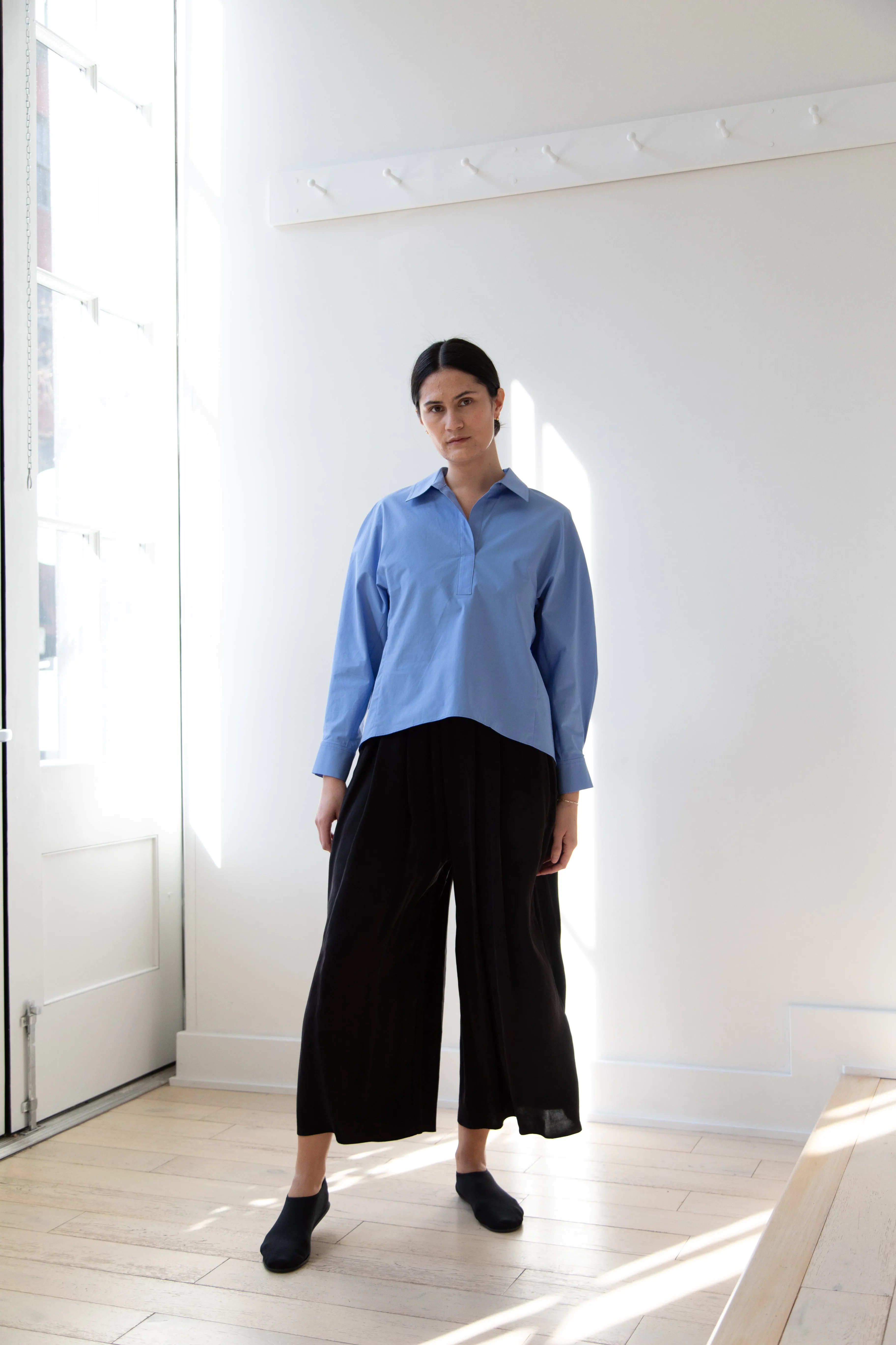 The Loom | Dolman Sleeve Blouse in Blue Cotton
