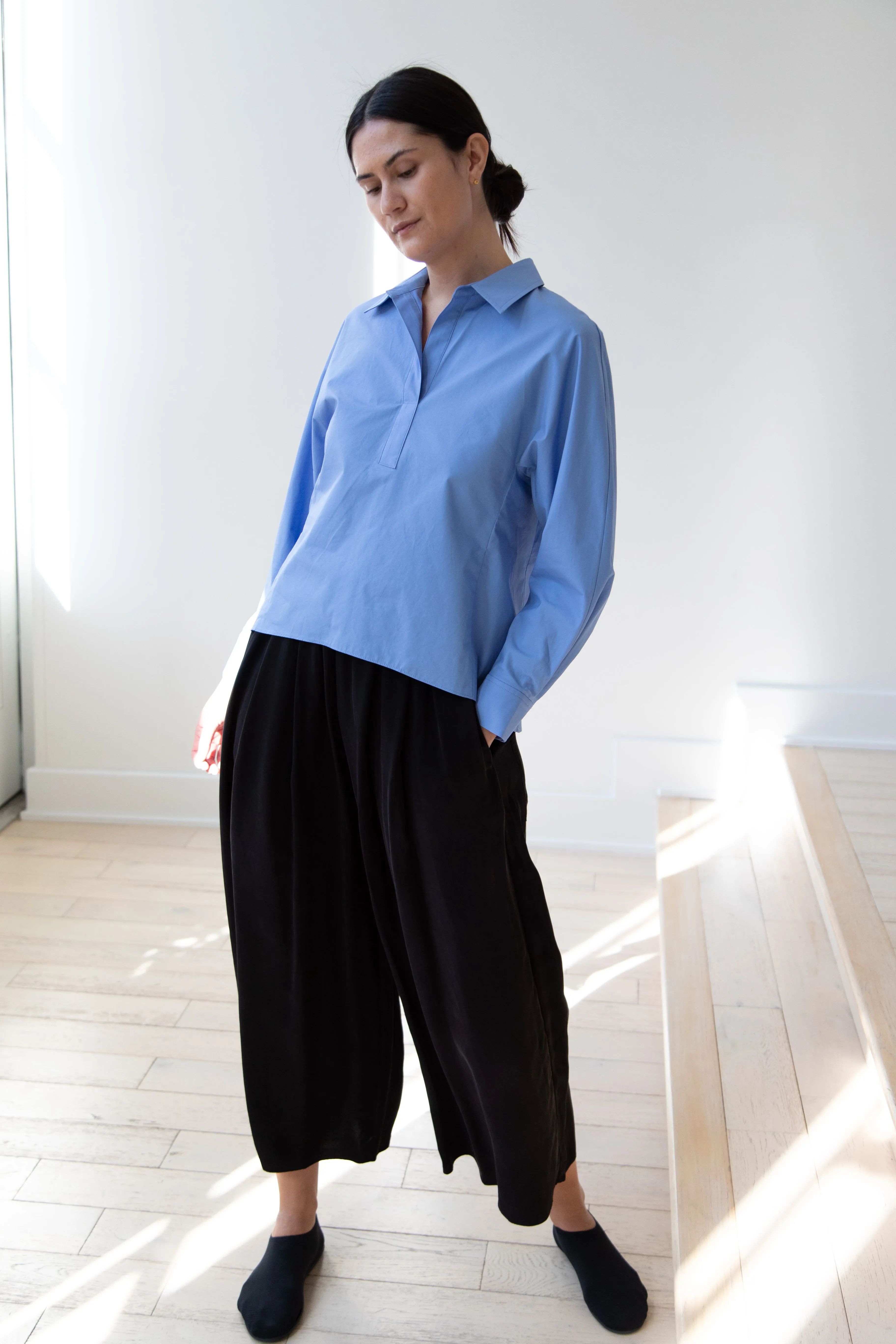 The Loom | Dolman Sleeve Blouse in Blue Cotton