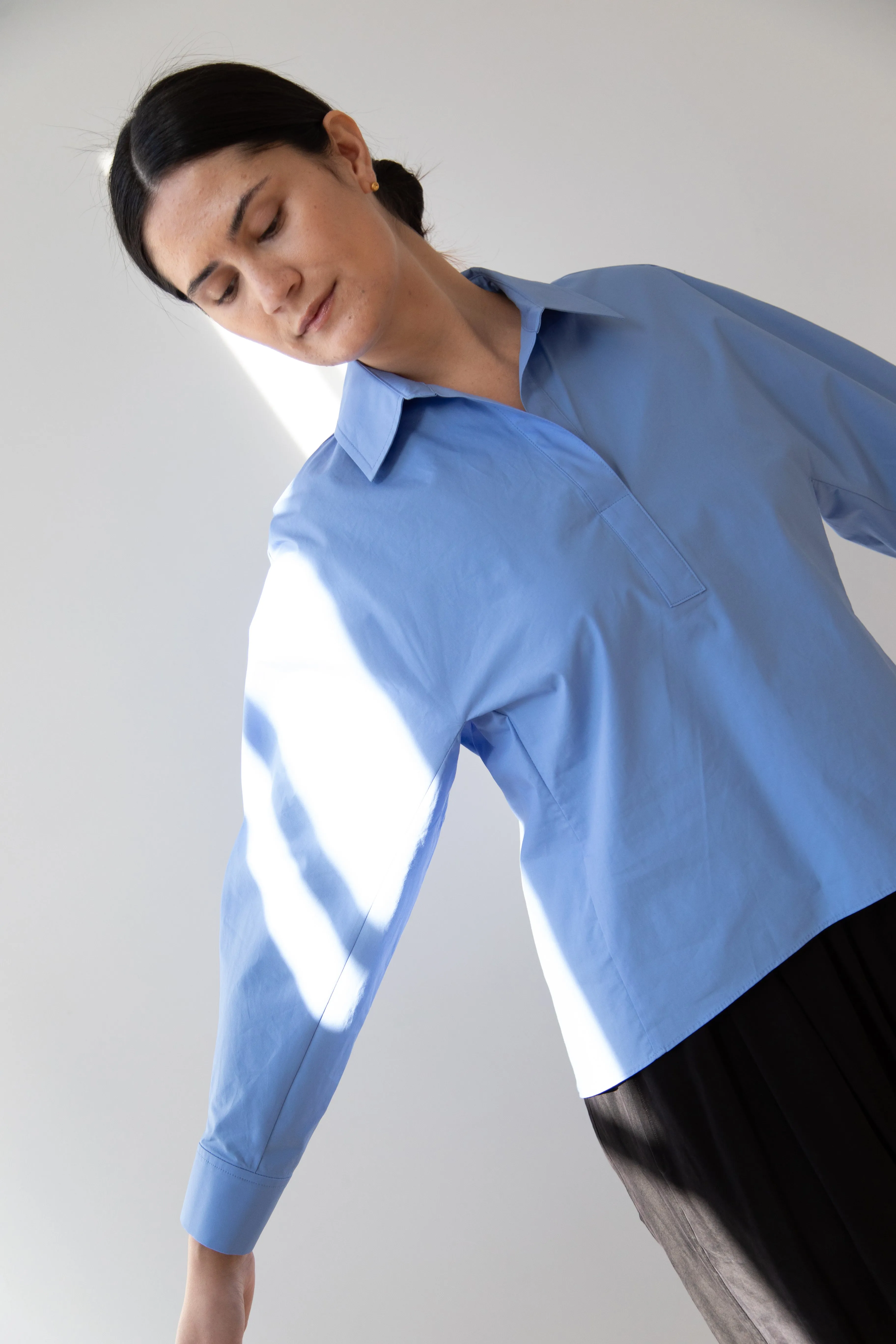 The Loom | Dolman Sleeve Blouse in Blue Cotton