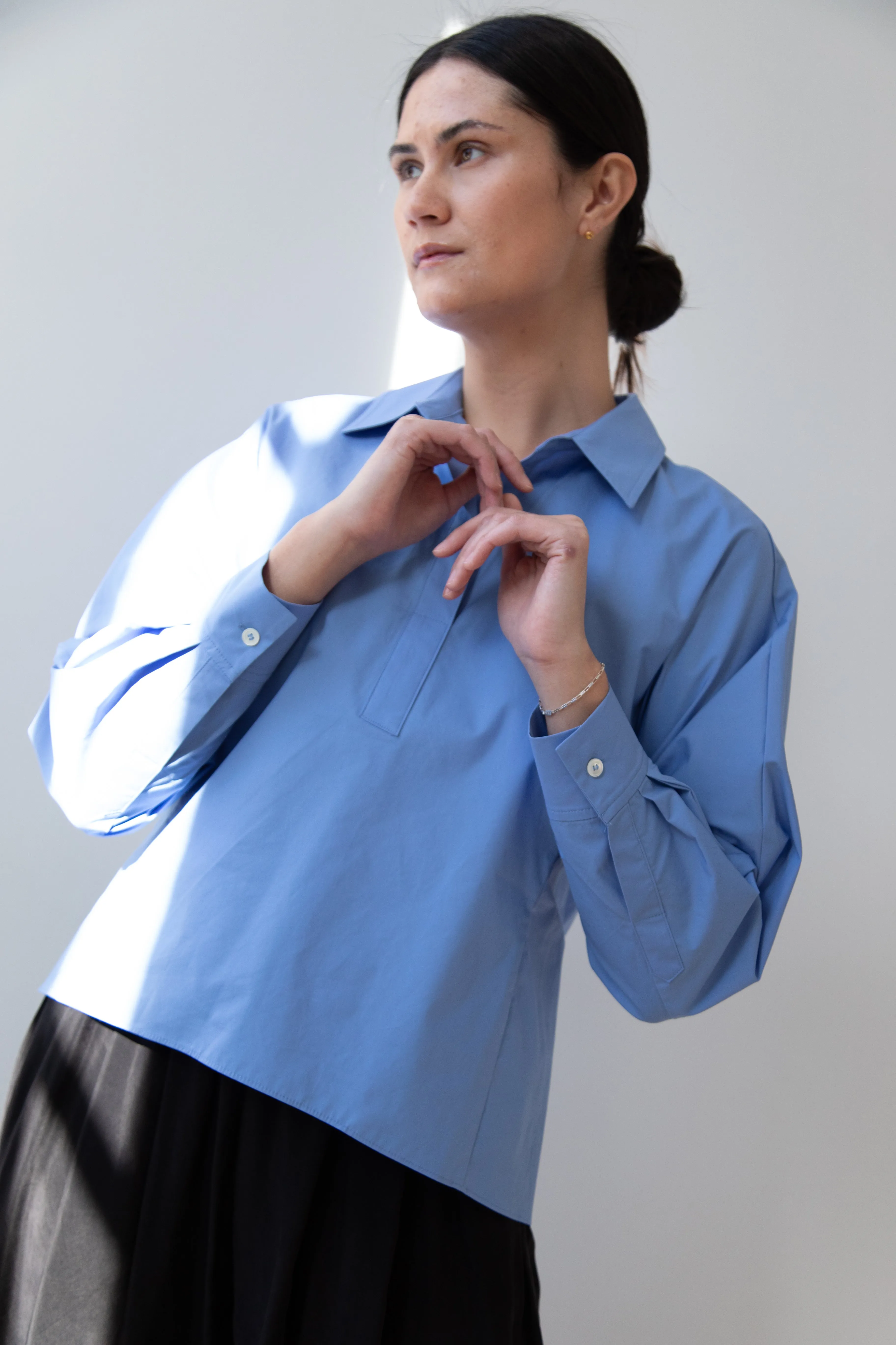 The Loom | Dolman Sleeve Blouse in Blue Cotton