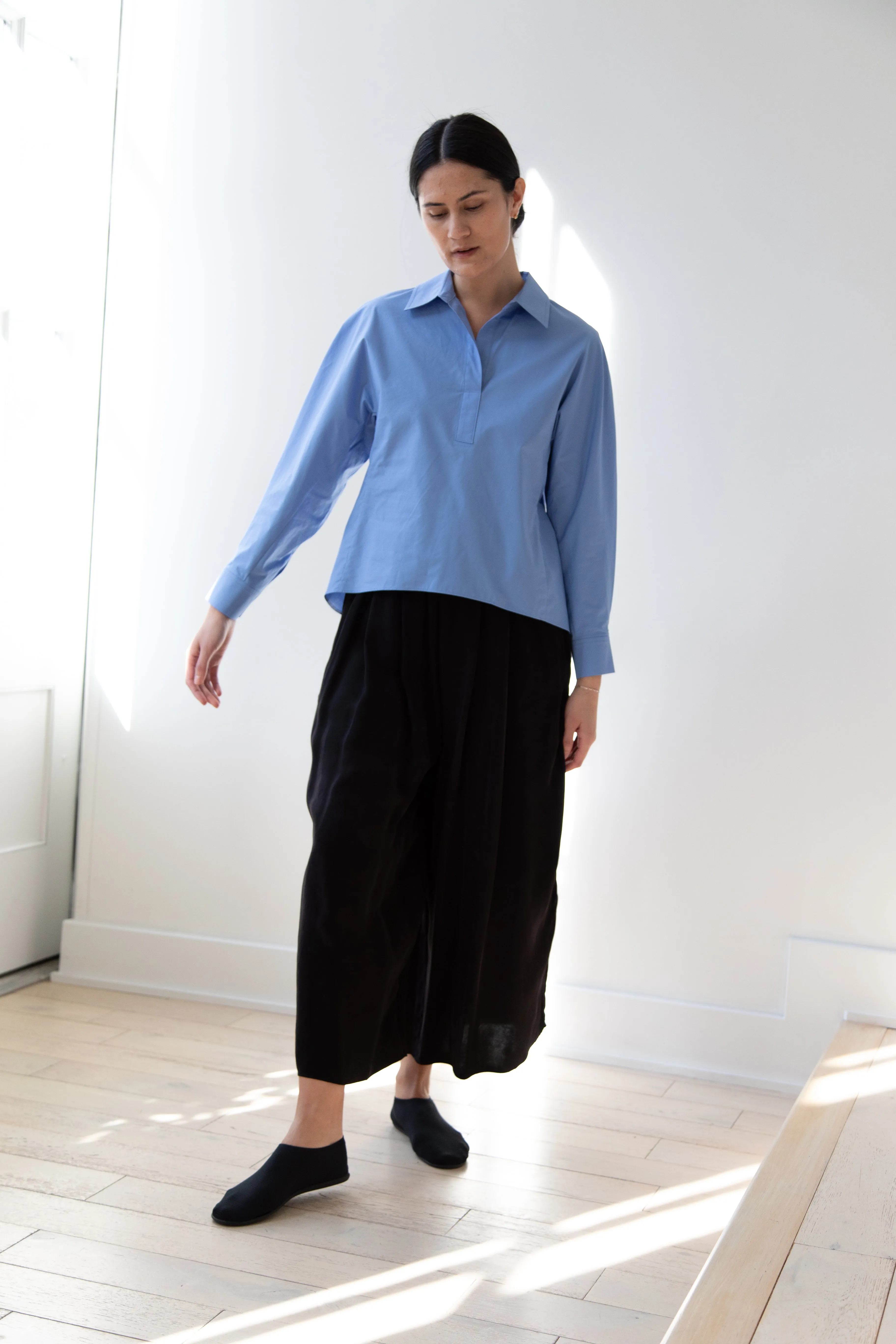 The Loom | Dolman Sleeve Blouse in Blue Cotton