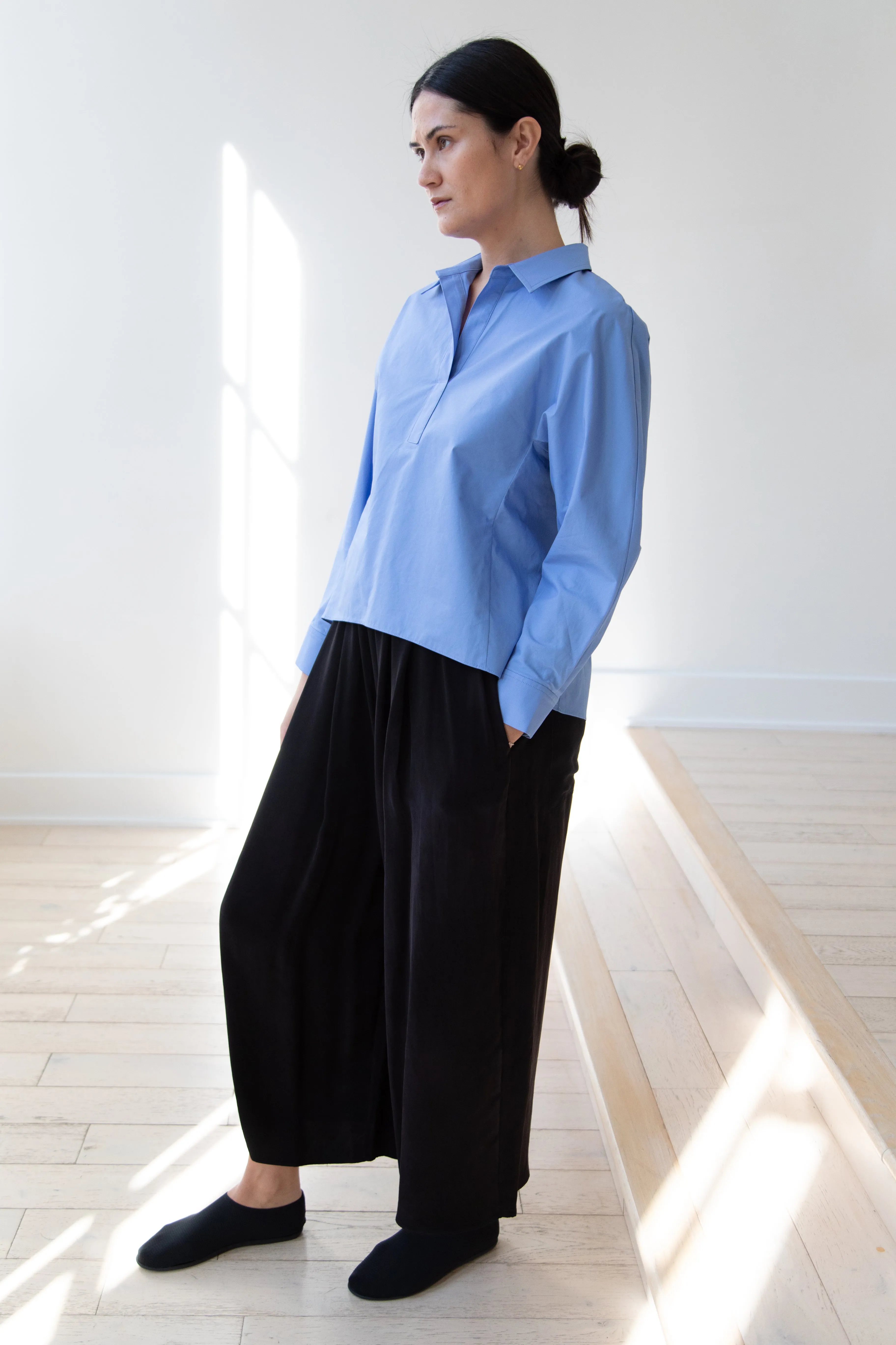 The Loom | Dolman Sleeve Blouse in Blue Cotton
