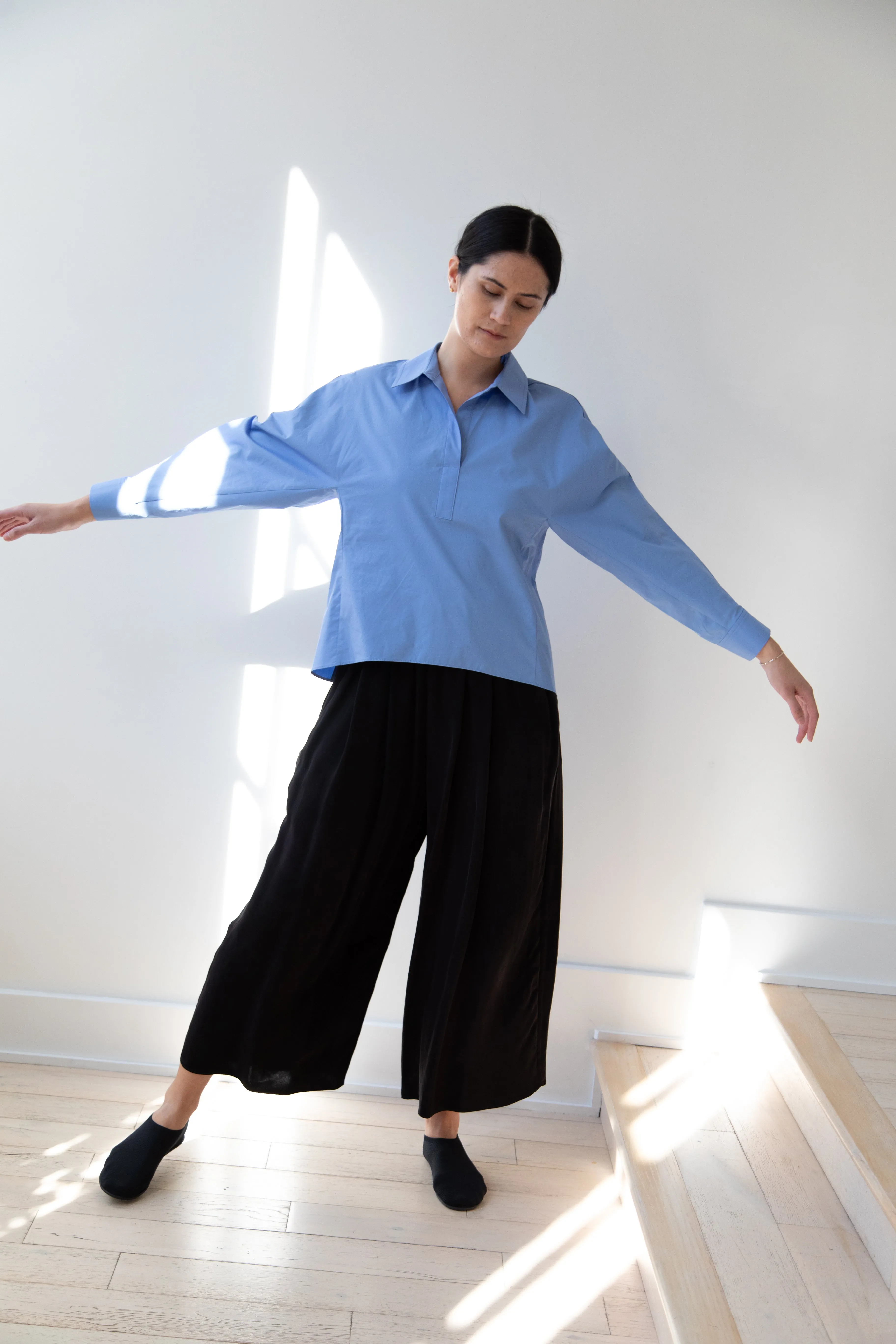 The Loom | Dolman Sleeve Blouse in Blue Cotton