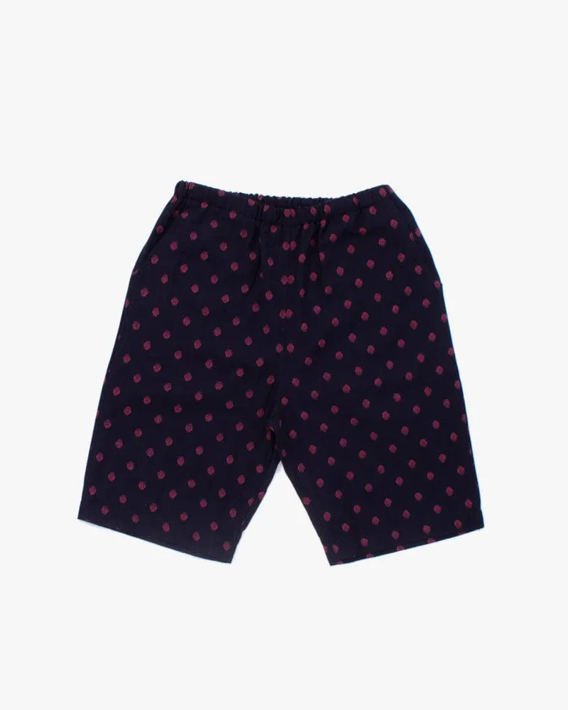 ToK Shorts, Kasuri Indigo with Red Dots