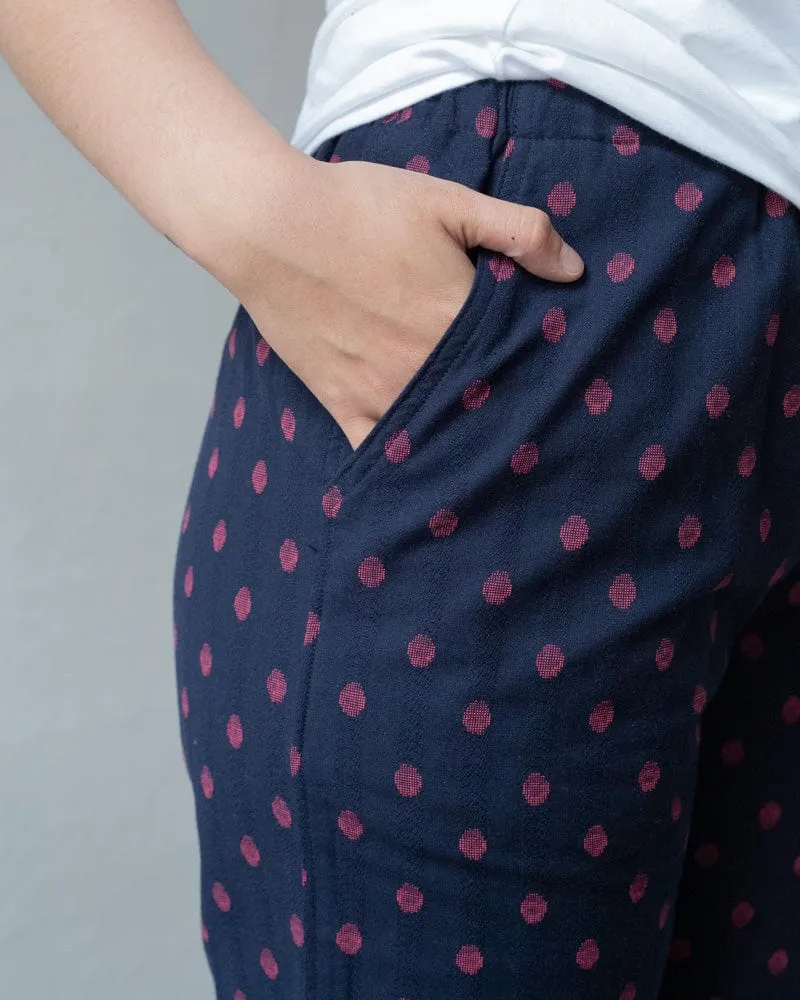 ToK Shorts, Kasuri Indigo with Red Dots