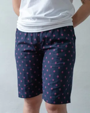 ToK Shorts, Kasuri Indigo with Red Dots