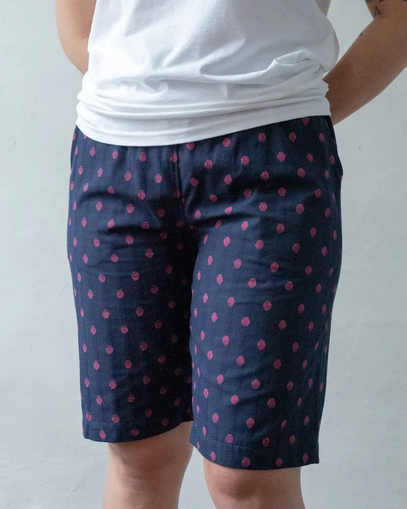 ToK Shorts, Kasuri Indigo with Red Dots