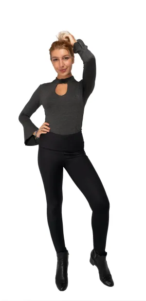 TOP NOTCH Long Sleeves Choker Top Elegant