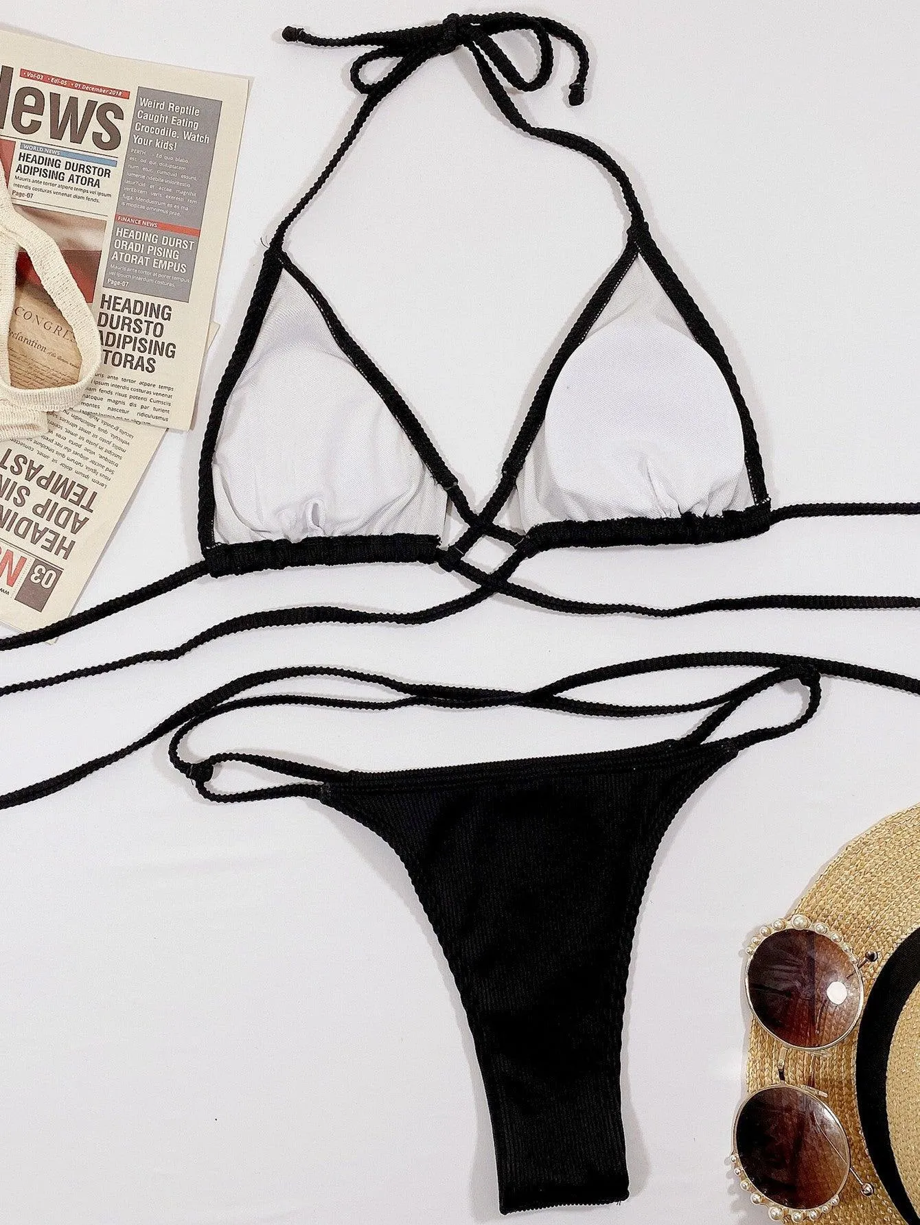Vacay Slay High Cut Crisscross String Bikini Set